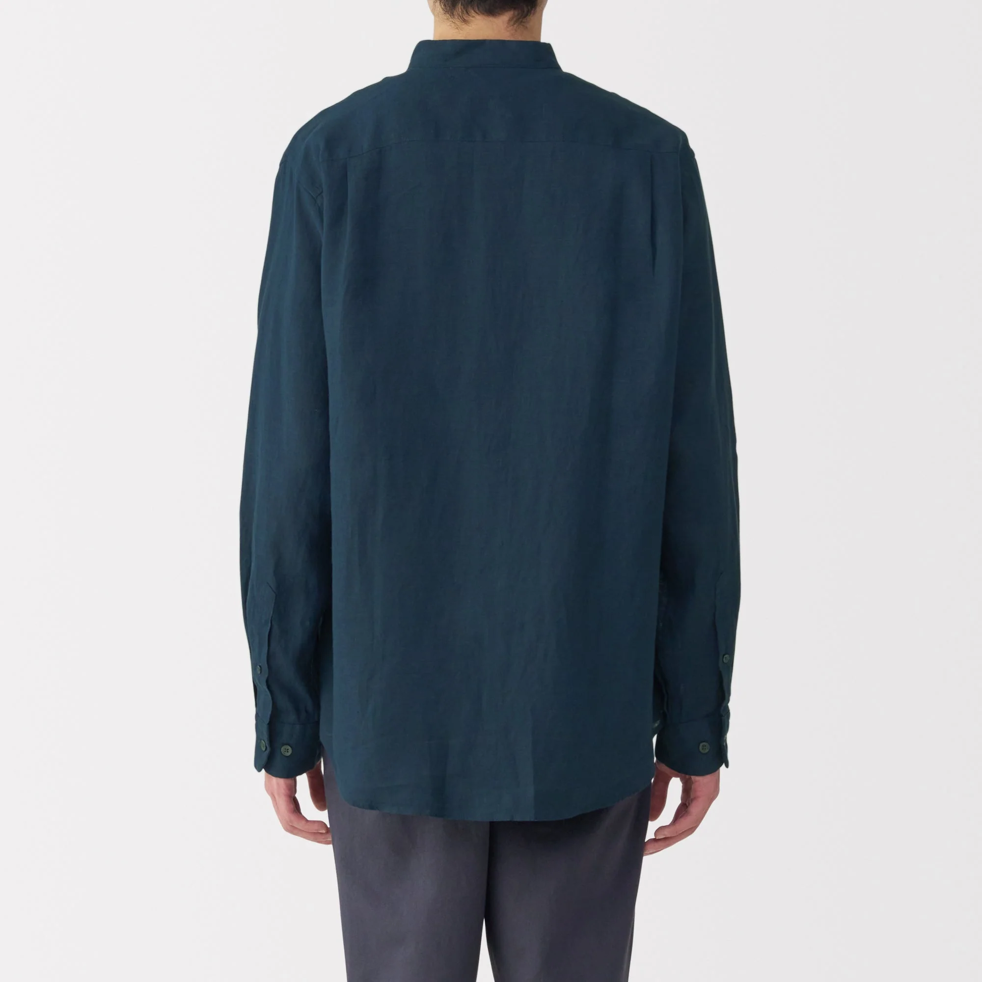 Men's Linen Stand Collar Shirt - Image 38