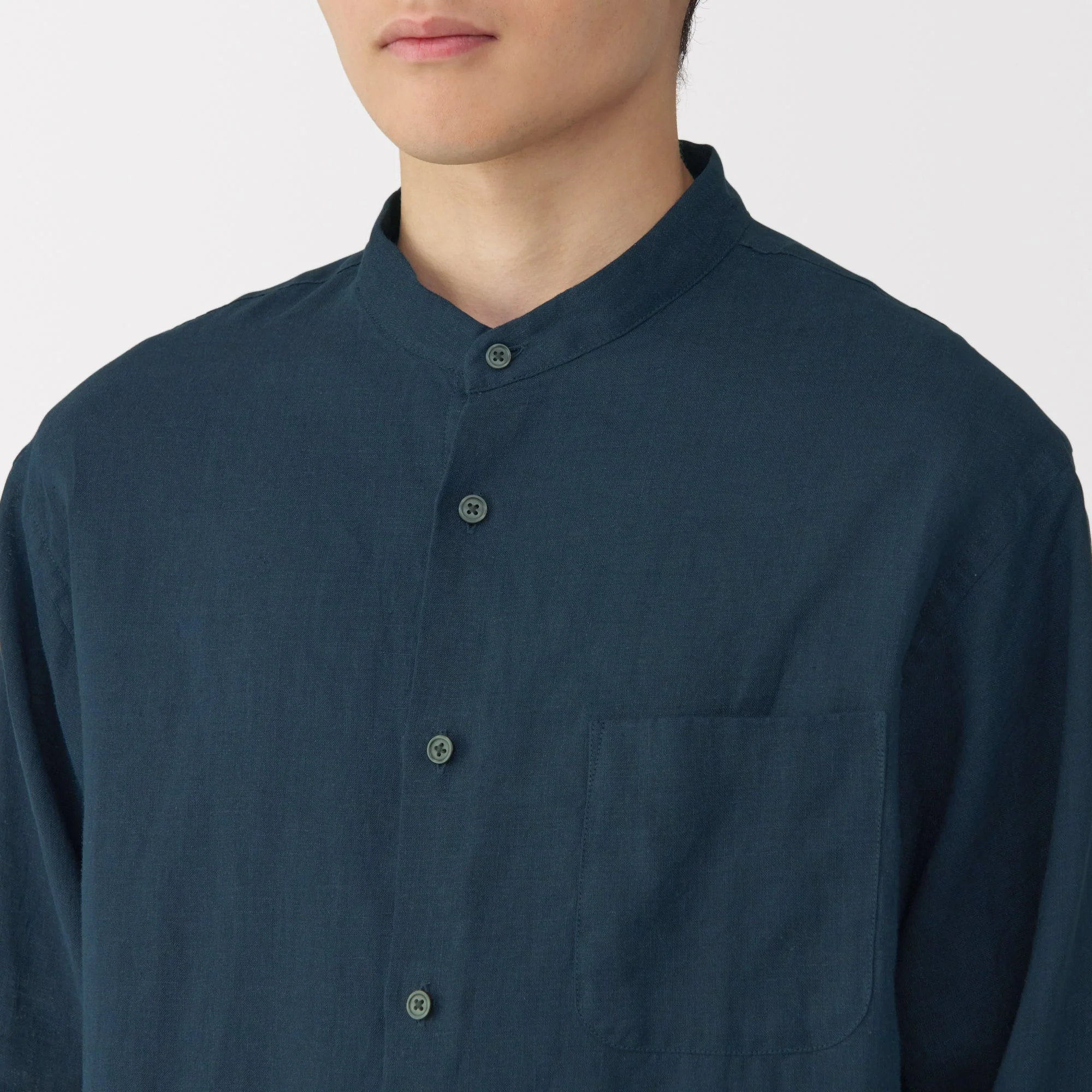 Men's Linen Stand Collar Shirt - Image 39
