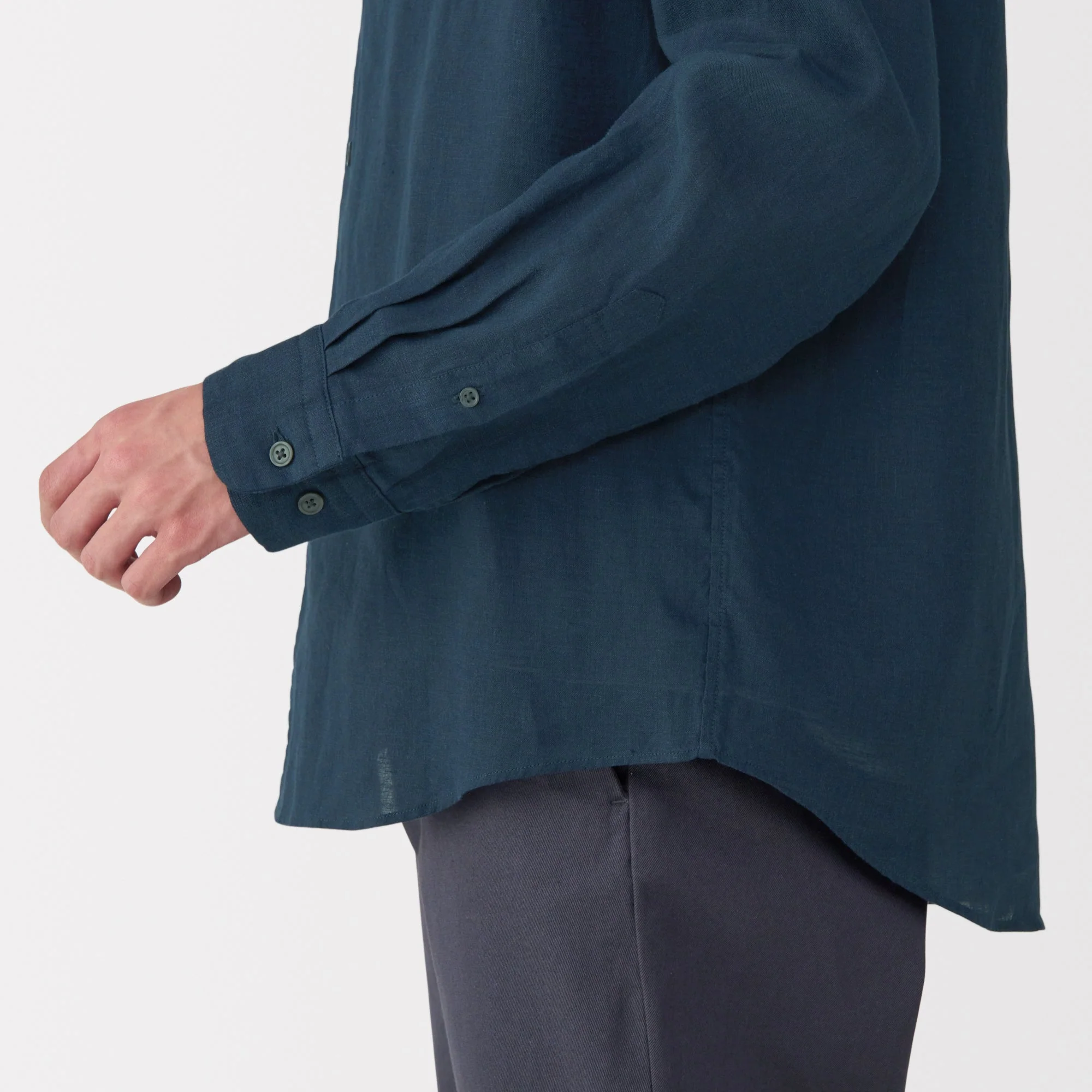 Men's Linen Stand Collar Shirt - Image 40