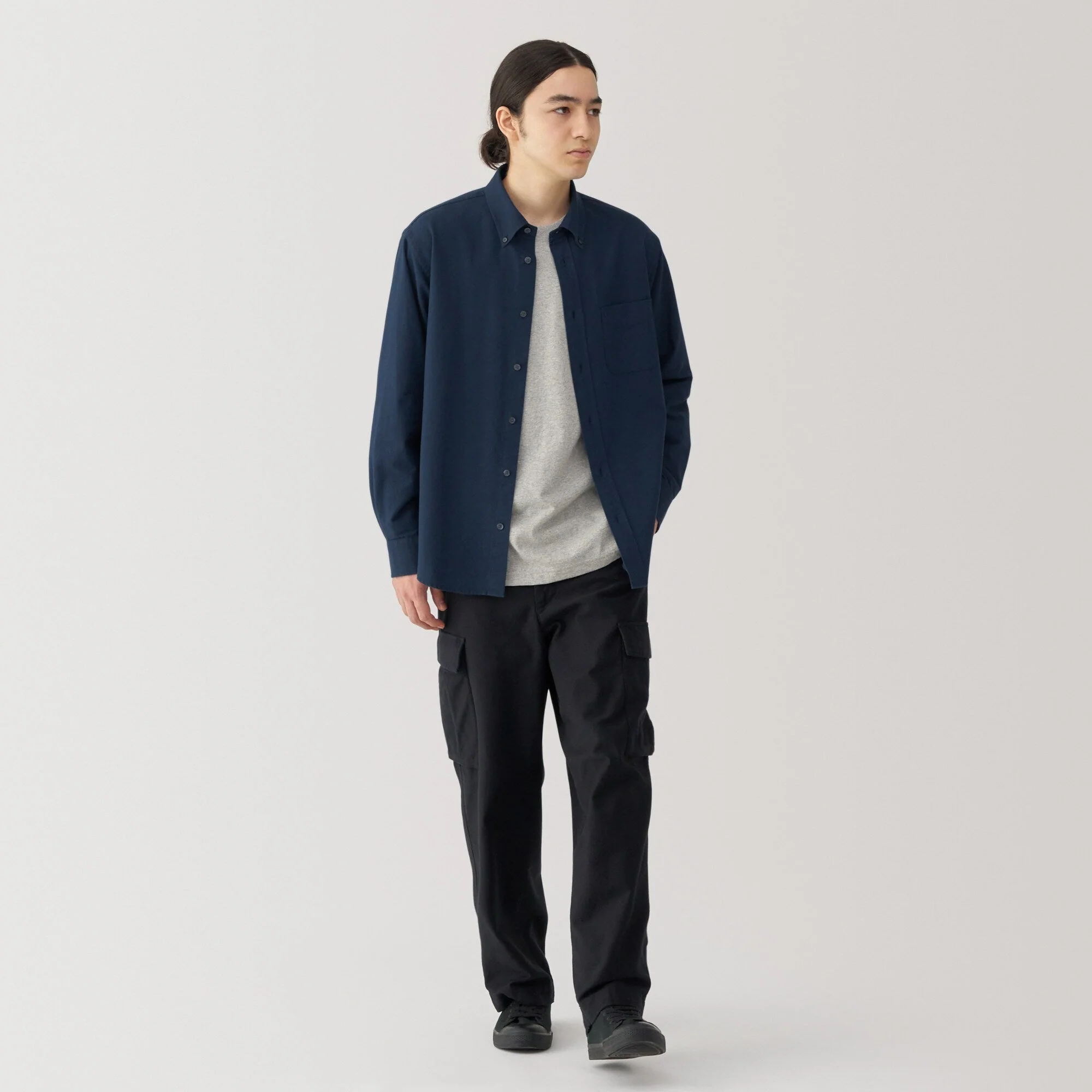 Men's Washed Oxford Button Down Long Sleeve Shirt - Image 28