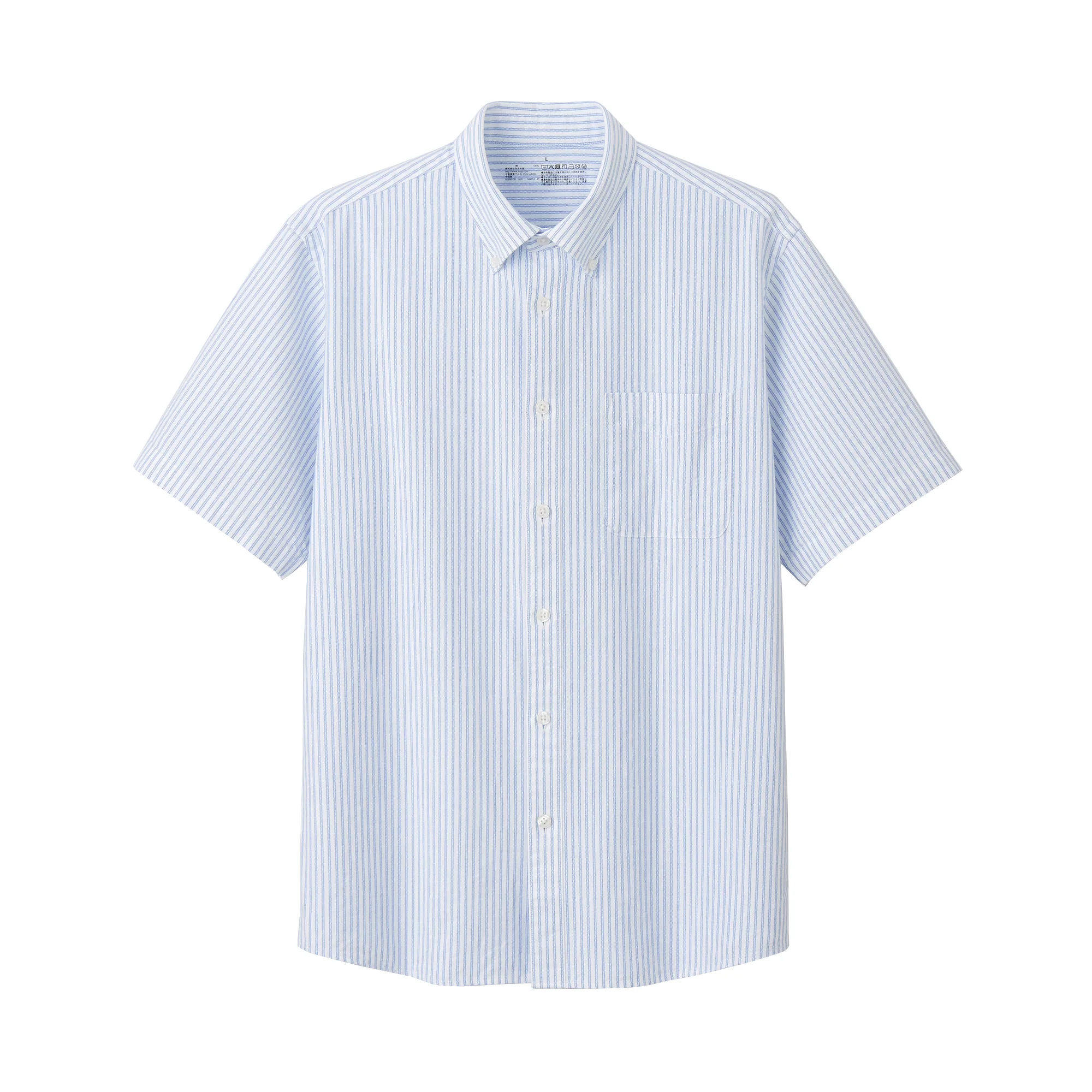Men's Washed Oxford Button Down  Patterned Short Sleeve Shirt - Image 2