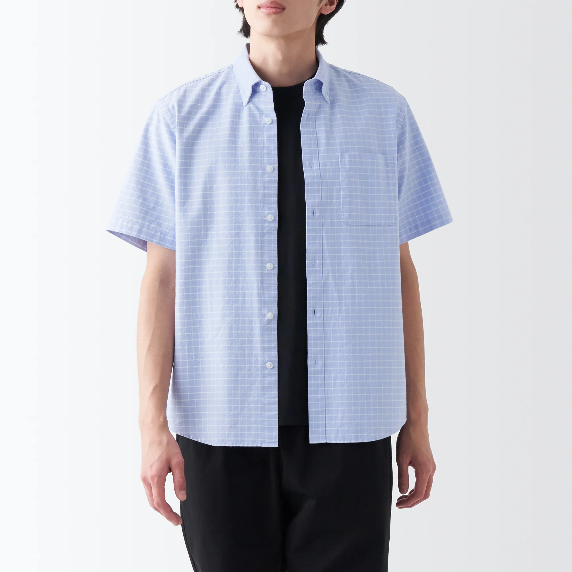 Men's Washed Oxford Button Down  Patterned Short Sleeve Shirt - Image 30