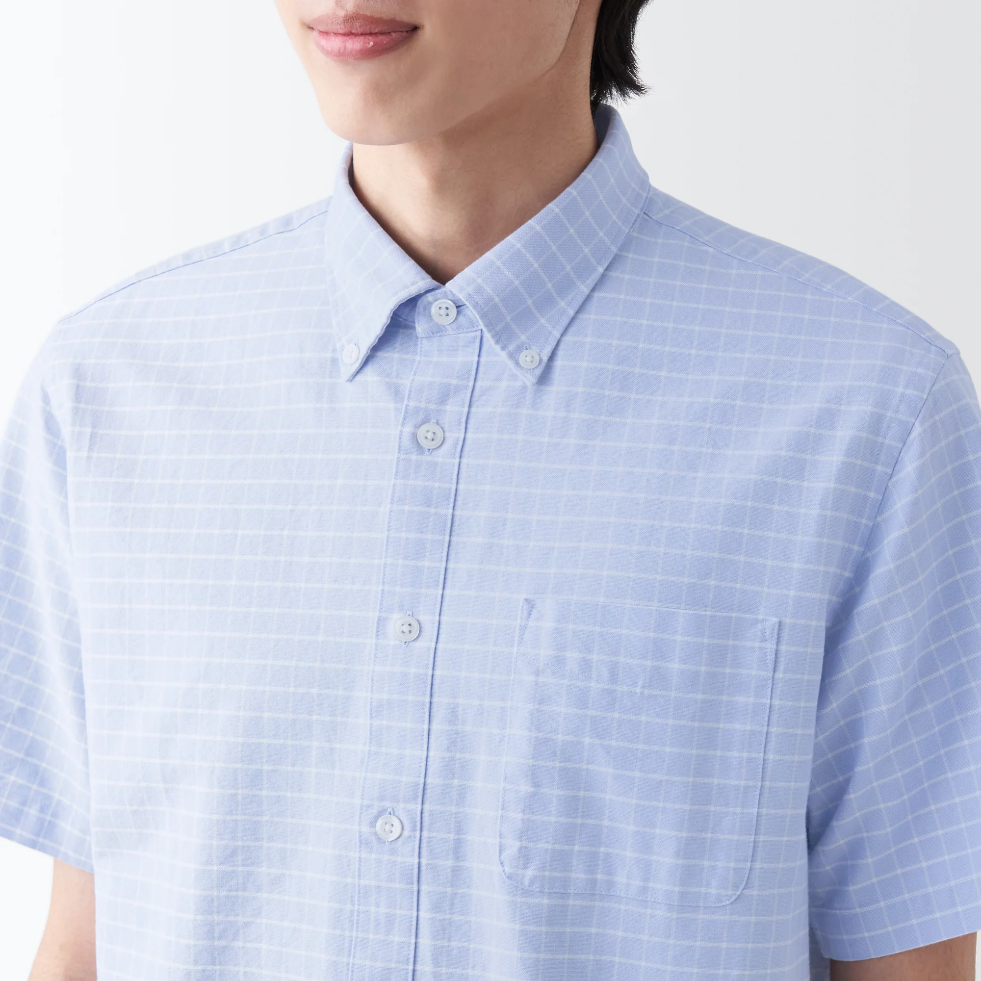 Men's Washed Oxford Button Down  Patterned Short Sleeve Shirt - Image 34