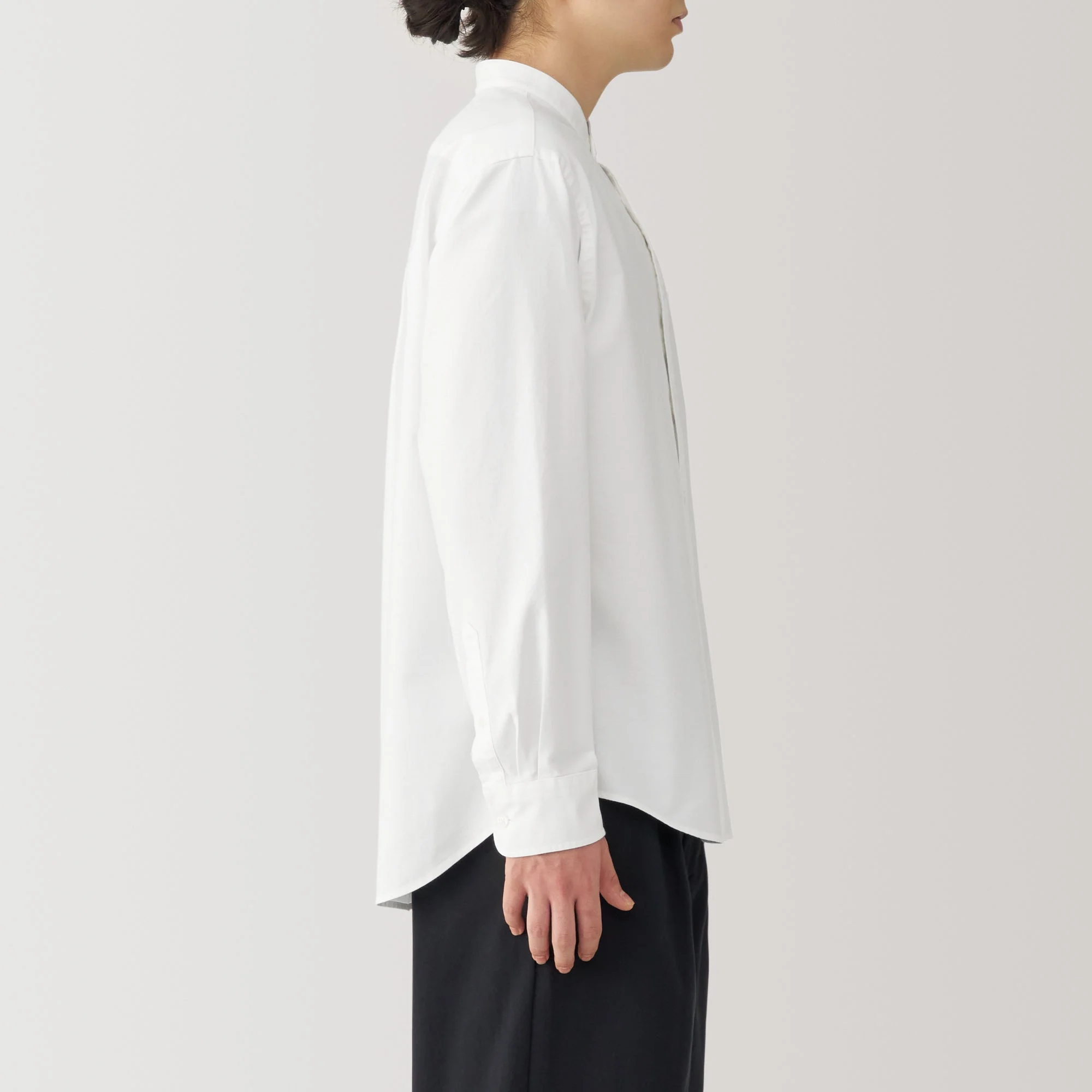 Men's Washed Oxford Stand Collar Shirt - Image 21