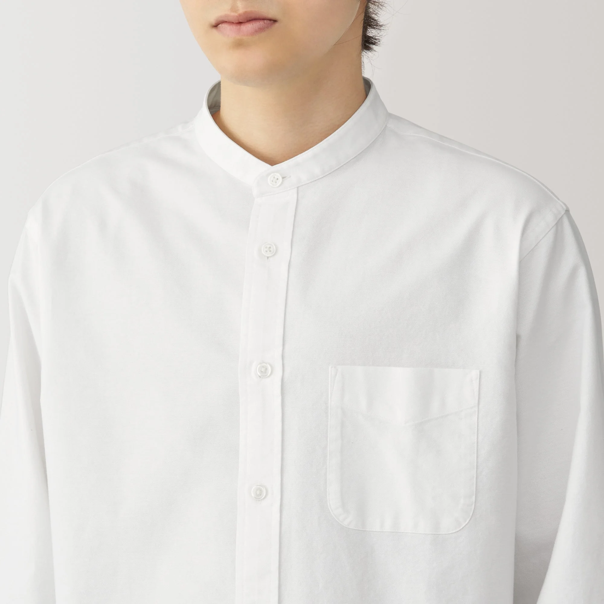 Men's Washed Oxford Stand Collar Shirt - Image 23