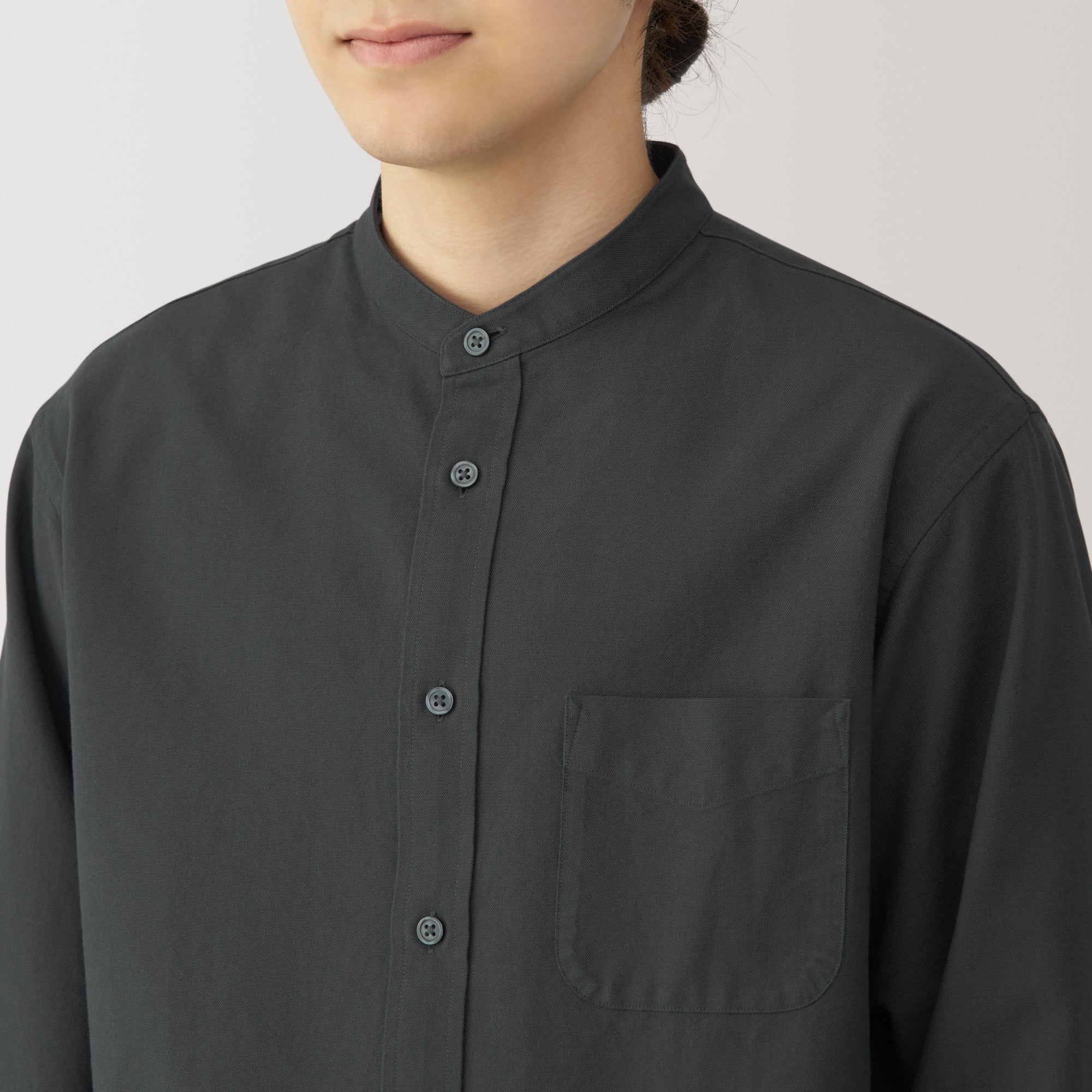 Men's Washed Oxford Stand Collar Shirt - Image 31