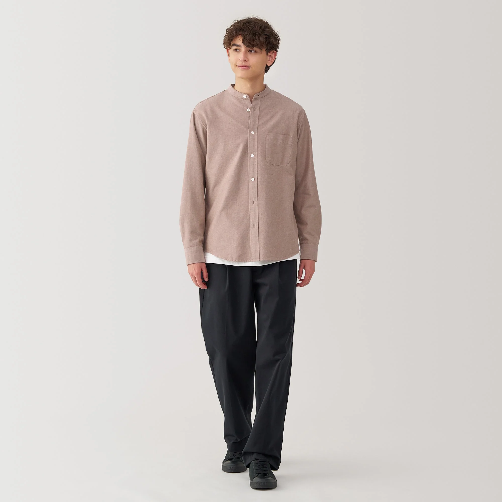 Men's Washed Oxford Stand Collar Shirt - Image 4