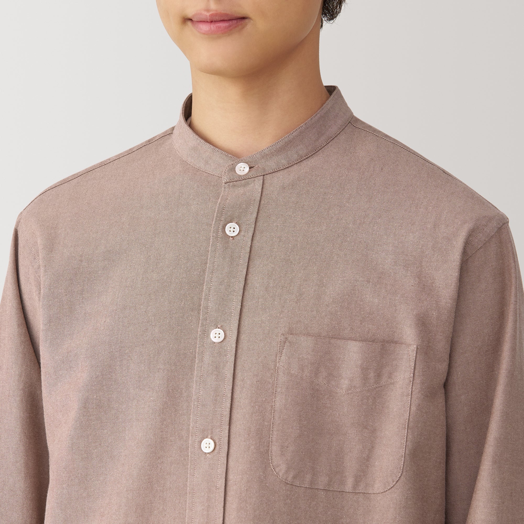 Men's Washed Oxford Stand Collar Shirt - Image 7