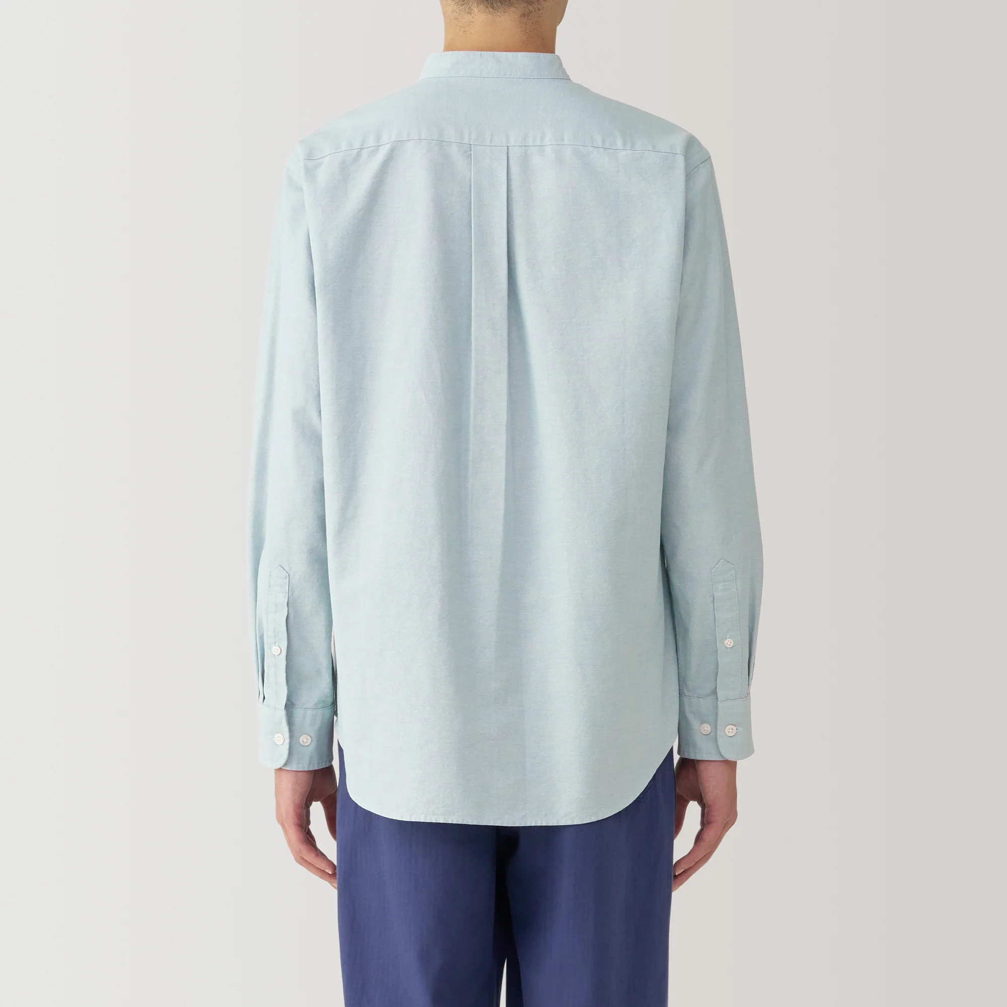 Men's Washed Oxford Stand Collar Long Sleeve Shirt - Image 22