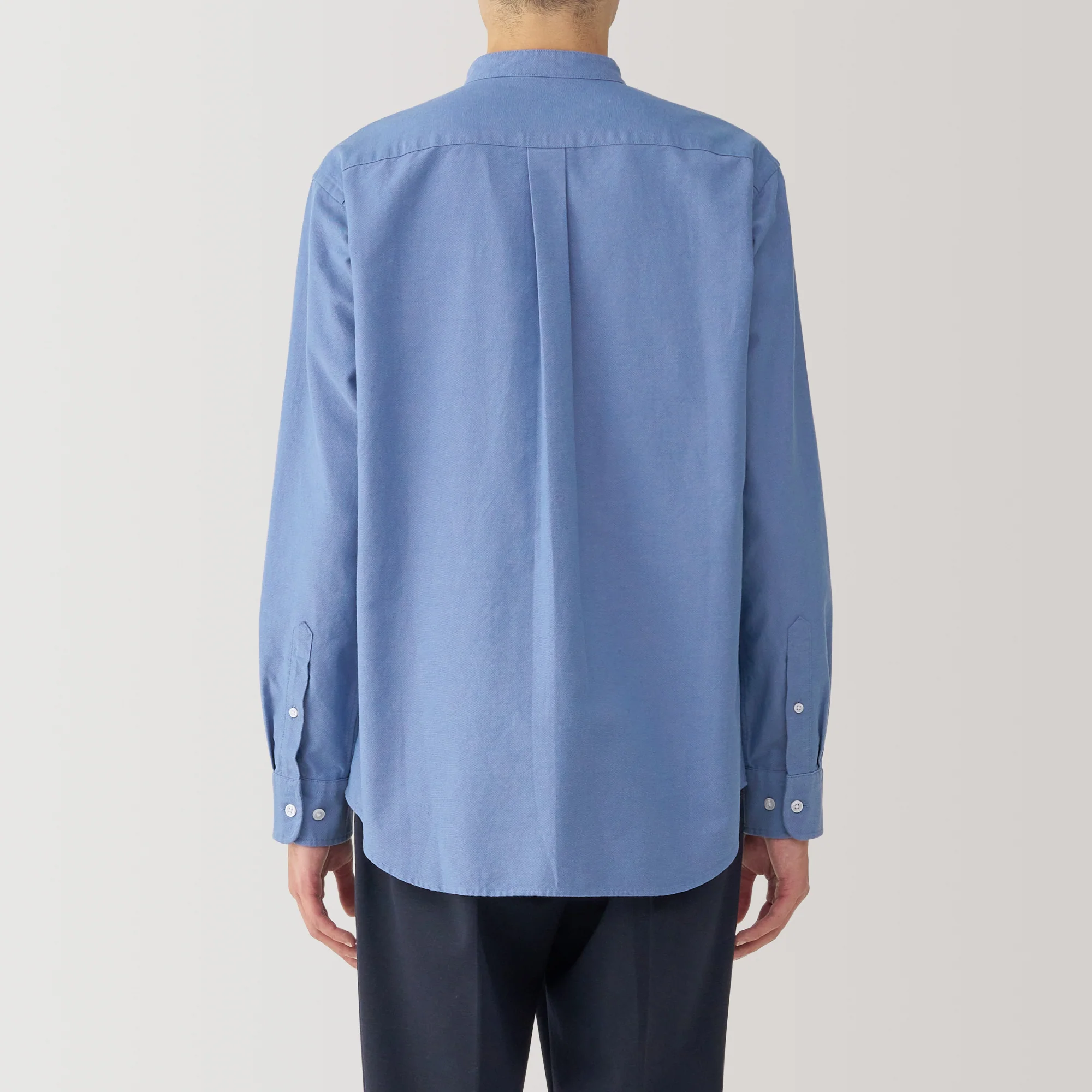 Men's Washed Oxford Stand Collar Long Sleeve Shirt - Image 30