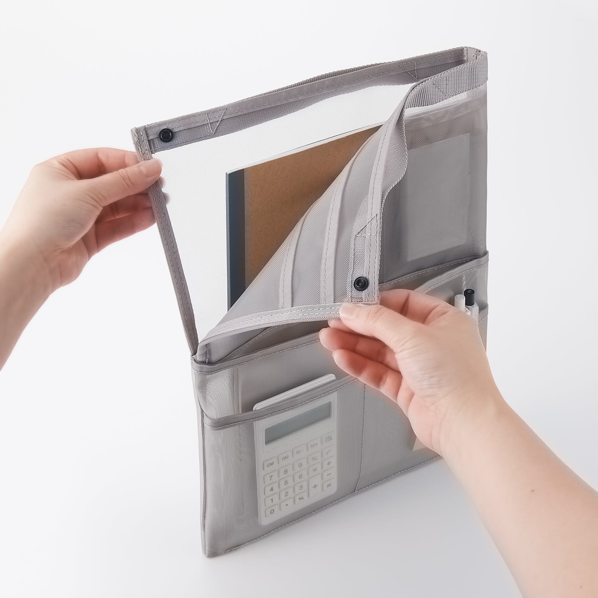 Nylon Mesh Bag Organizer Vertical A4 - Gray - Image 3