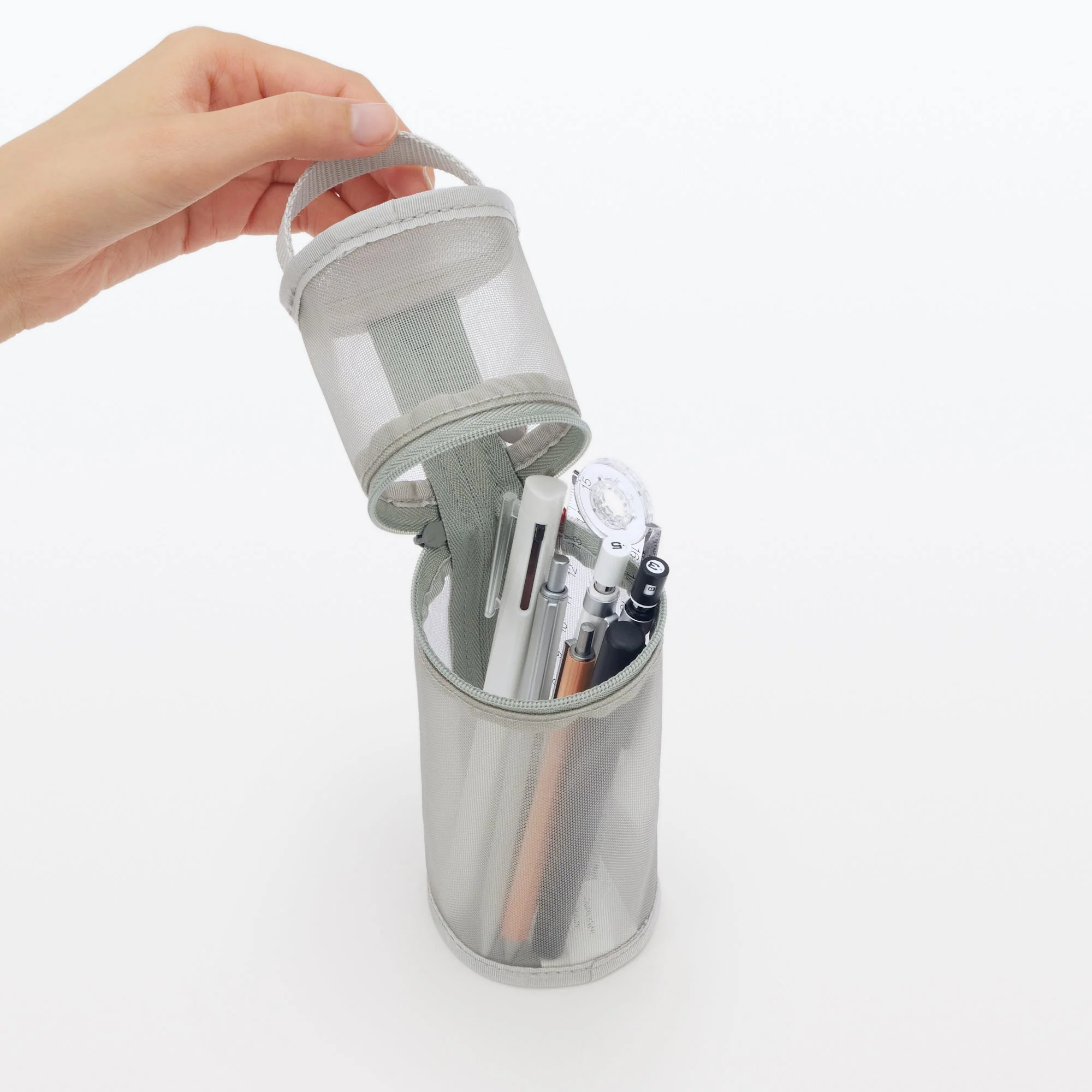 Nylon Mesh Vertical/Horizontal Pen Case Thin - Gray - Image 7