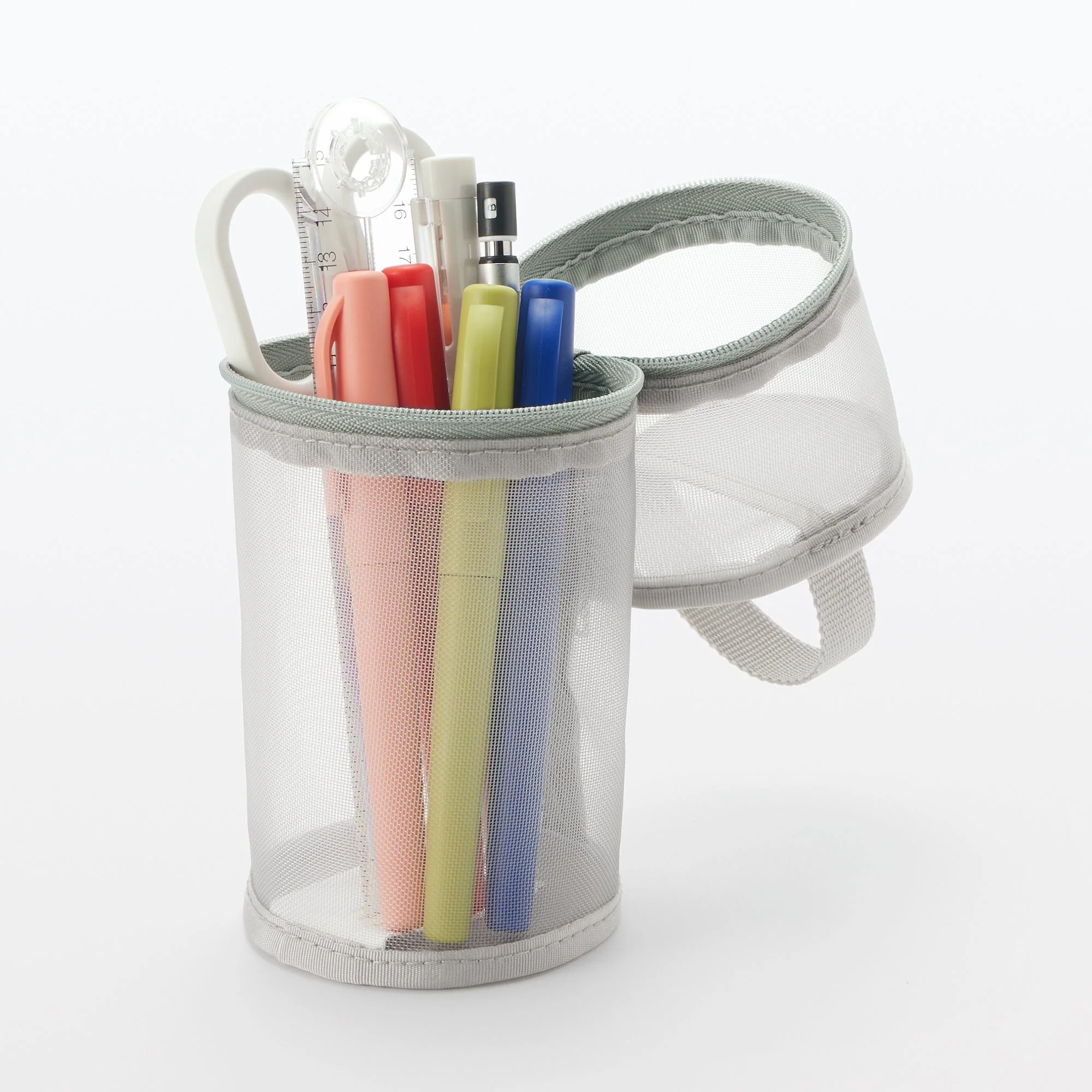Nylon Mesh Vertical/Horizontal Pen Case Wide - Gray - Image 2