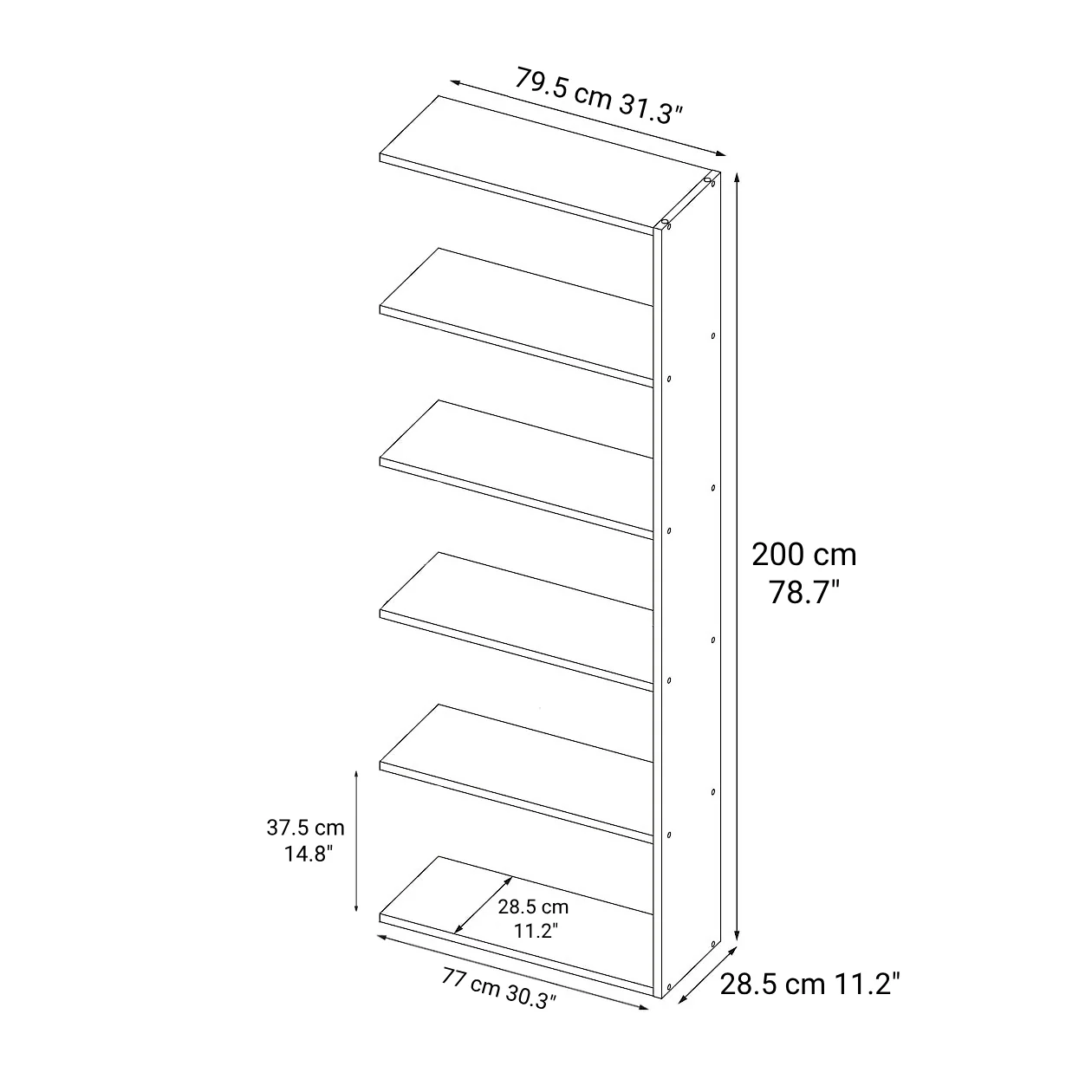 Oak Additional Stacking Shelf - Wide Type - 5 Tiers - Image 6
