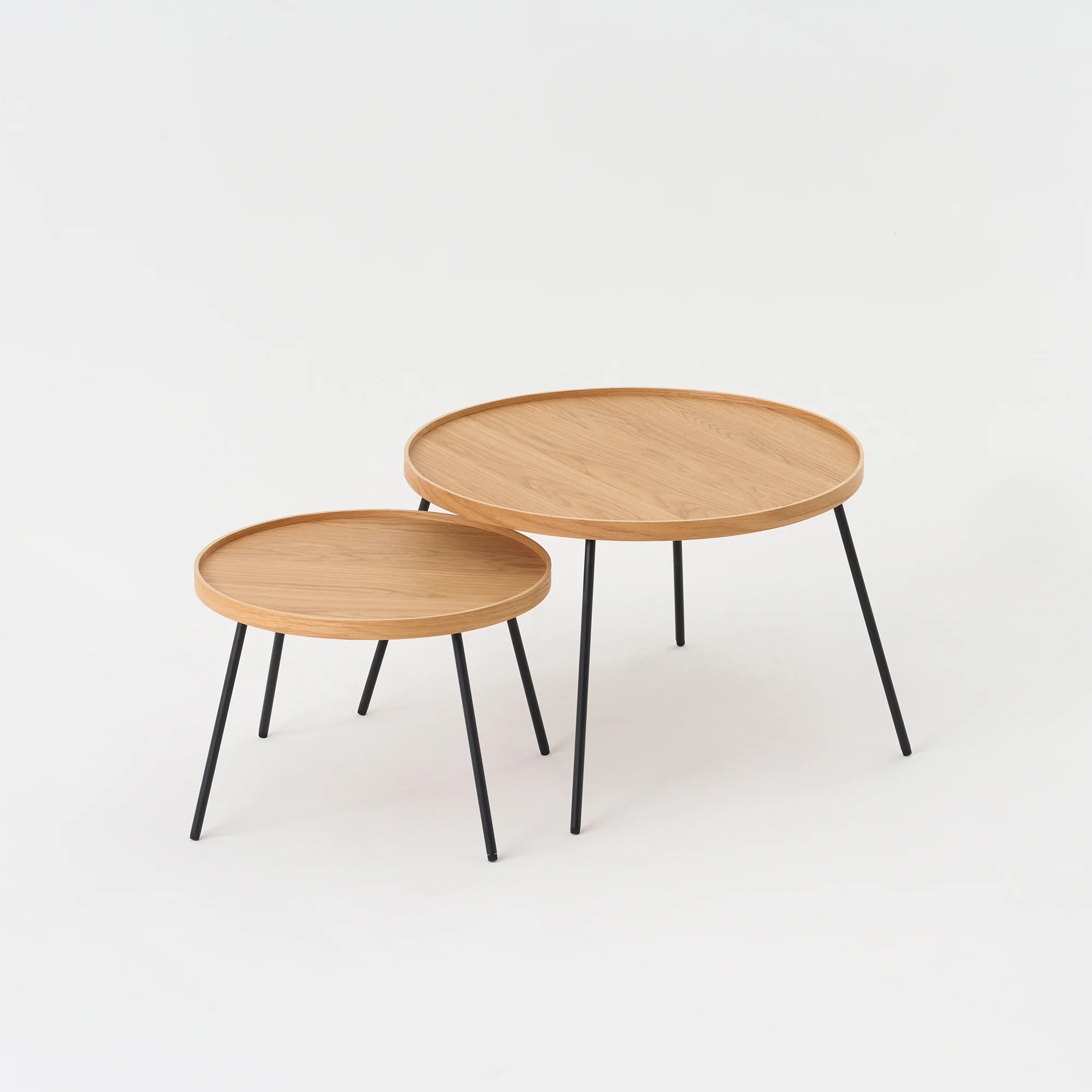 Oak Round Low Table Set - Image 4