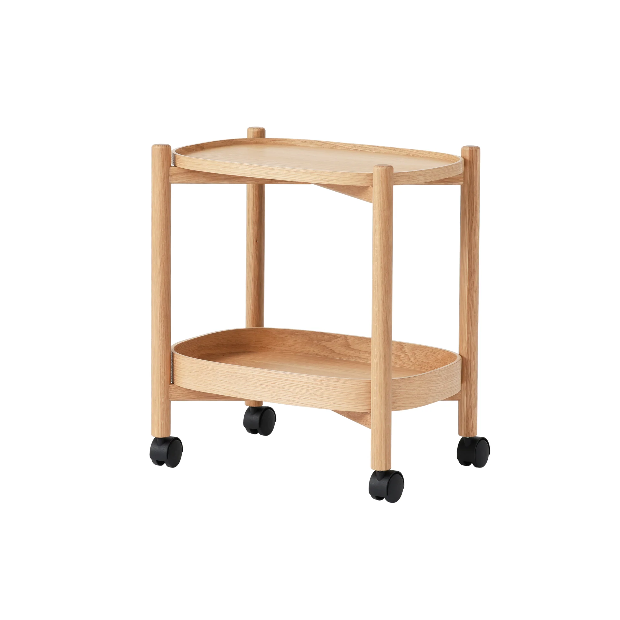 Oak Wheeled Cart Side Table