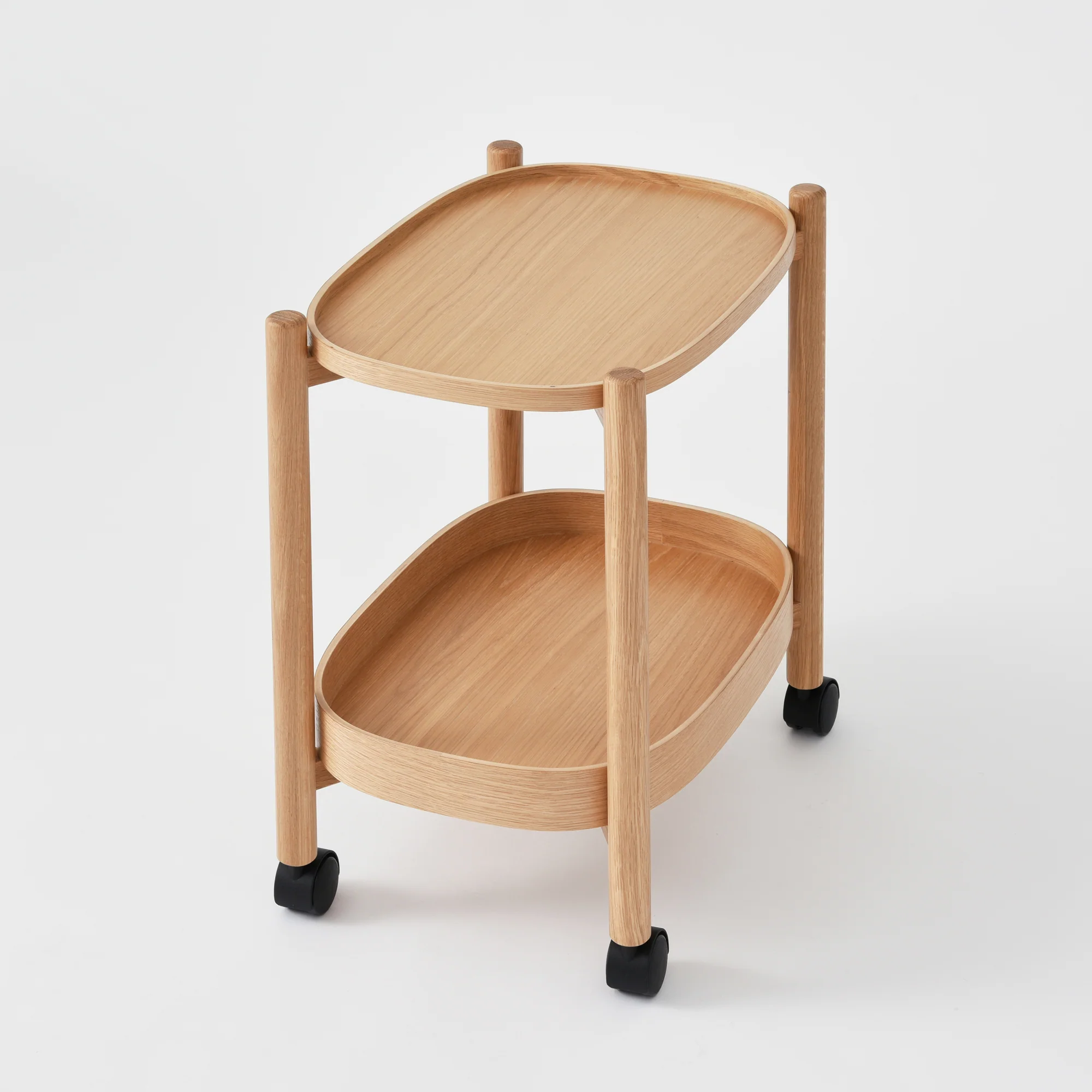 Oak Wheeled Cart Side Table - Image 2