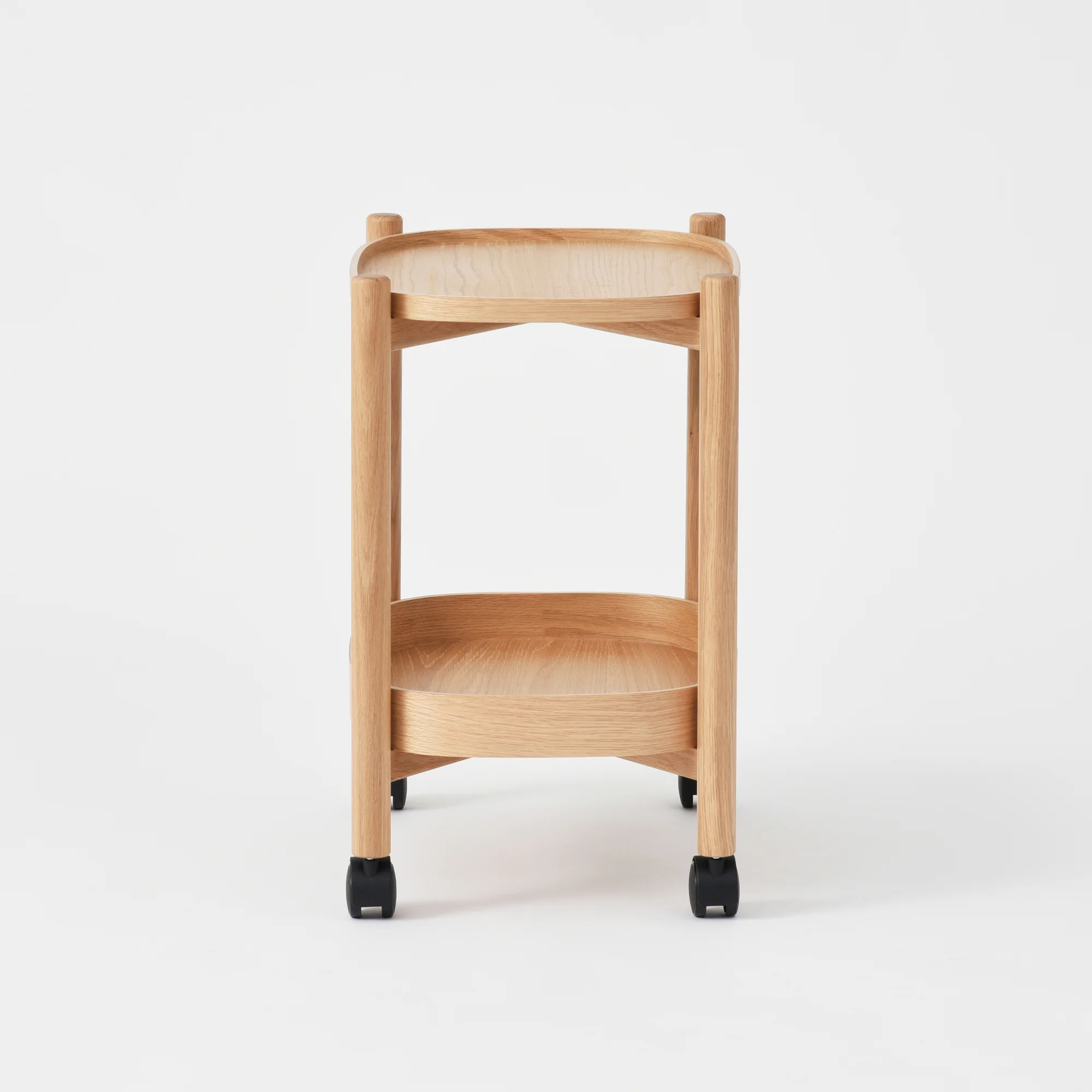 Oak Wheeled Cart Side Table - Image 4