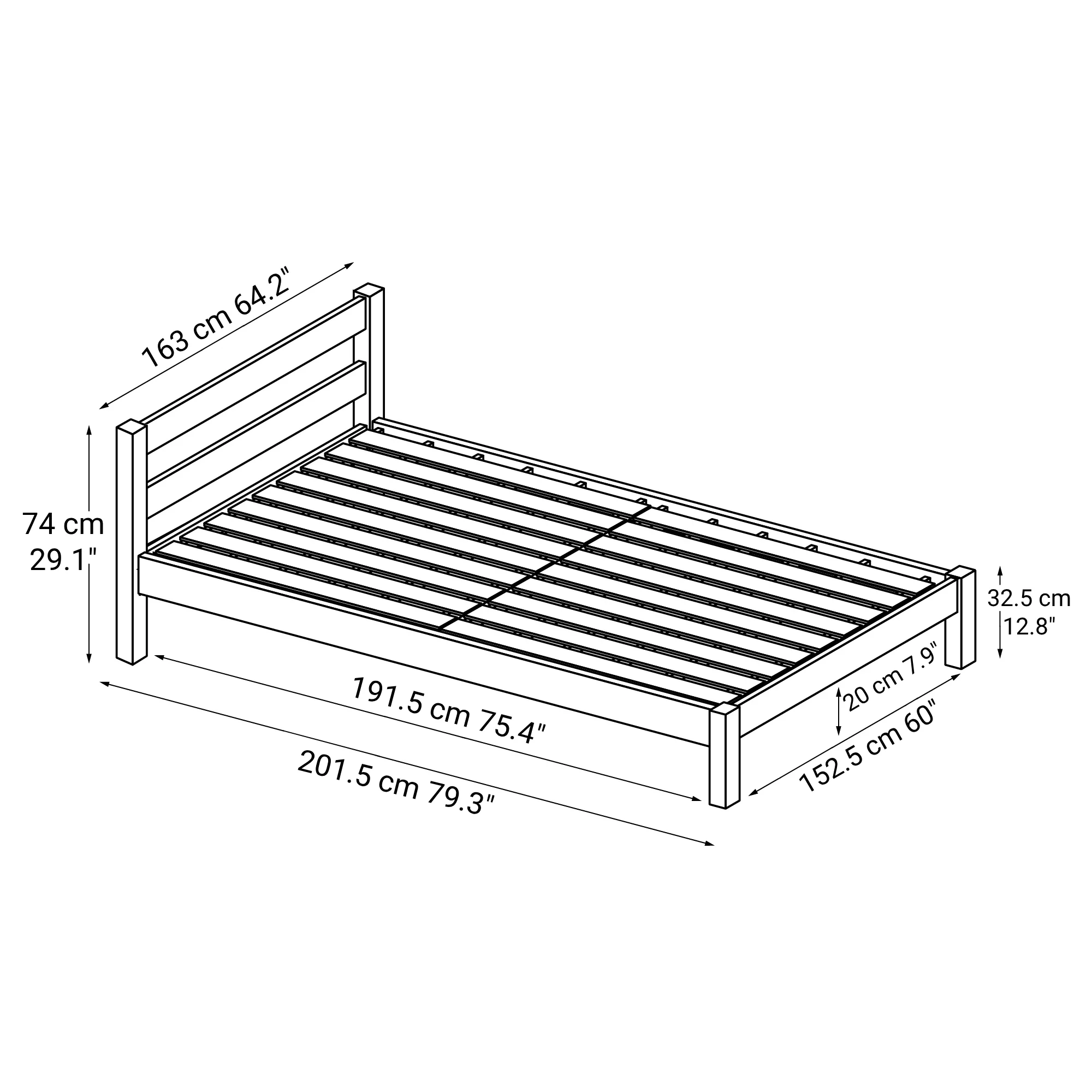 [HD] Pine Wooden Bed - Queen - Image 11