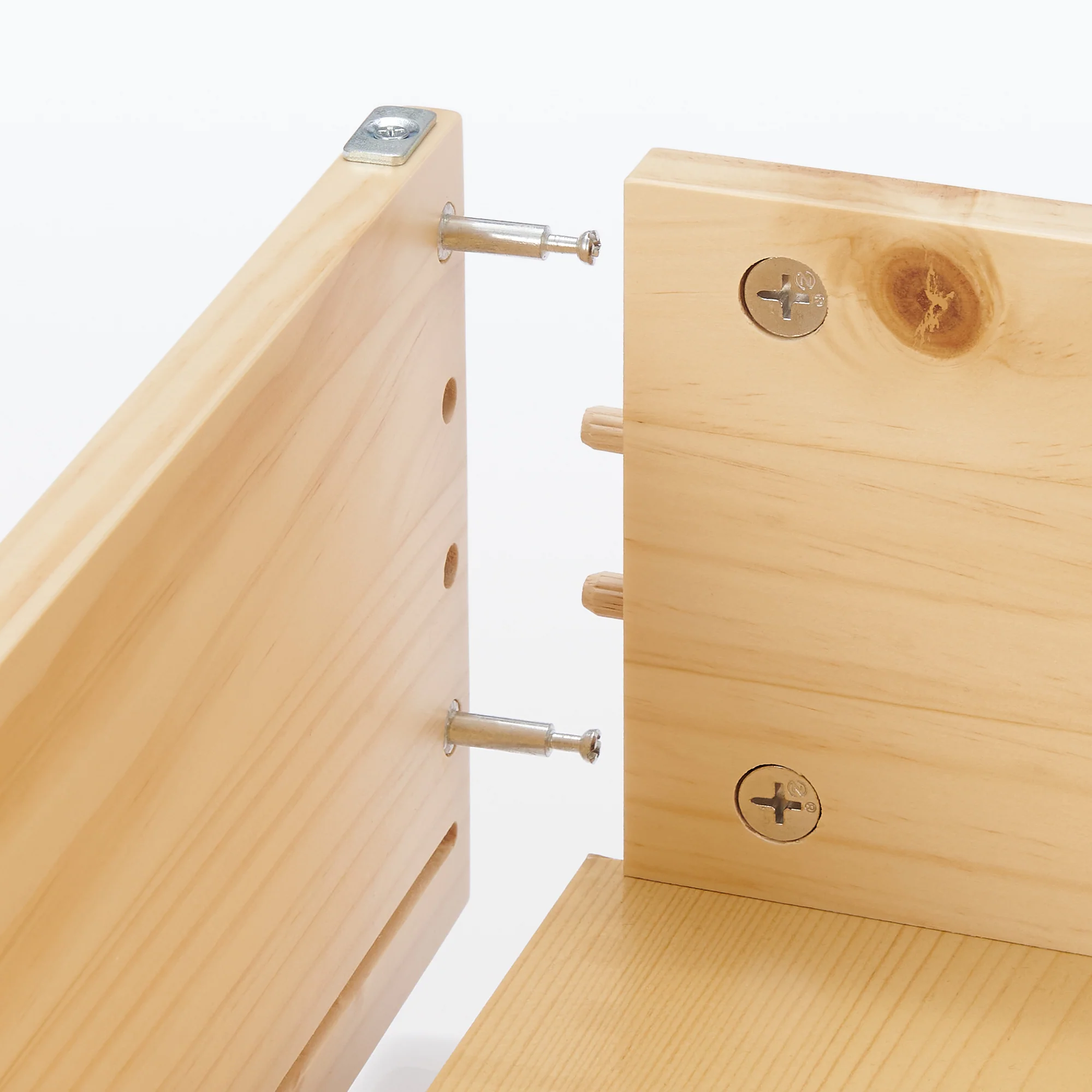 [HD] Pine Wooden Bed Storage Box with Divider - Image 5