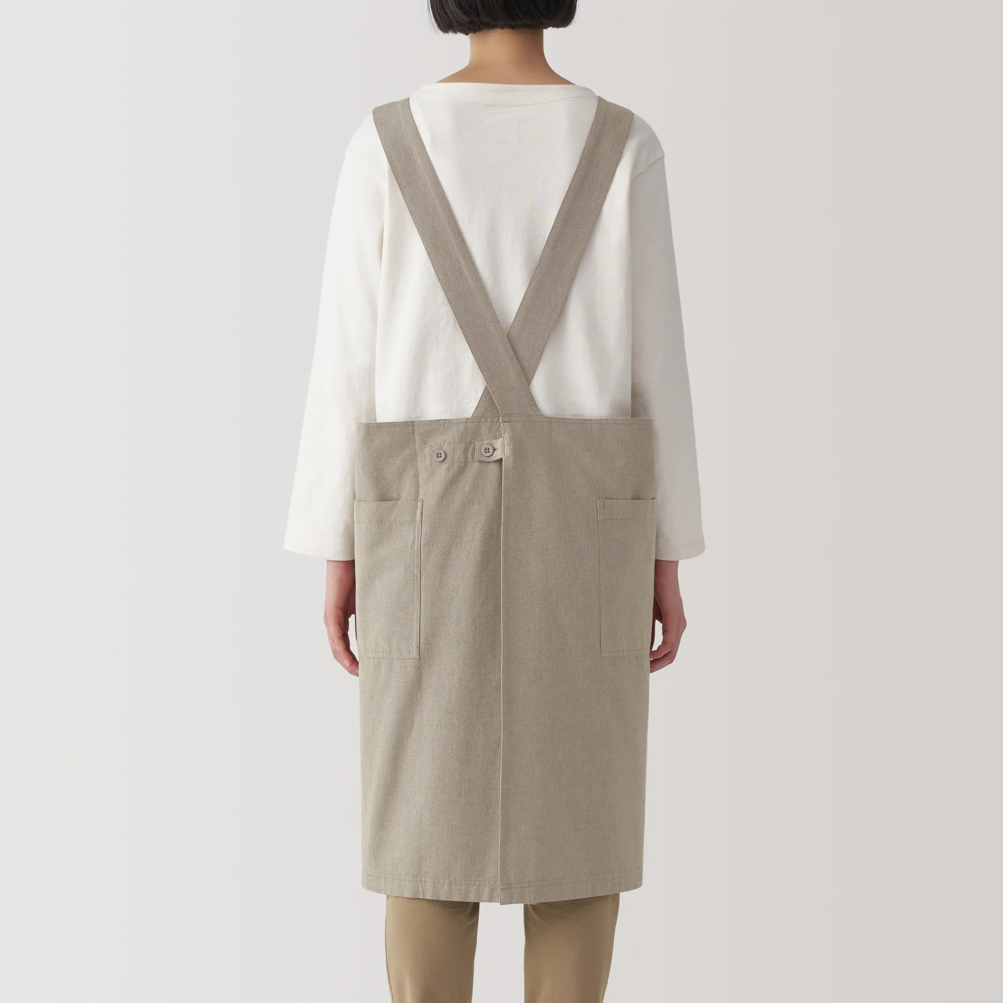 Plain Weave Cotton Shoulder Strap Apron - L-XL - Image 4