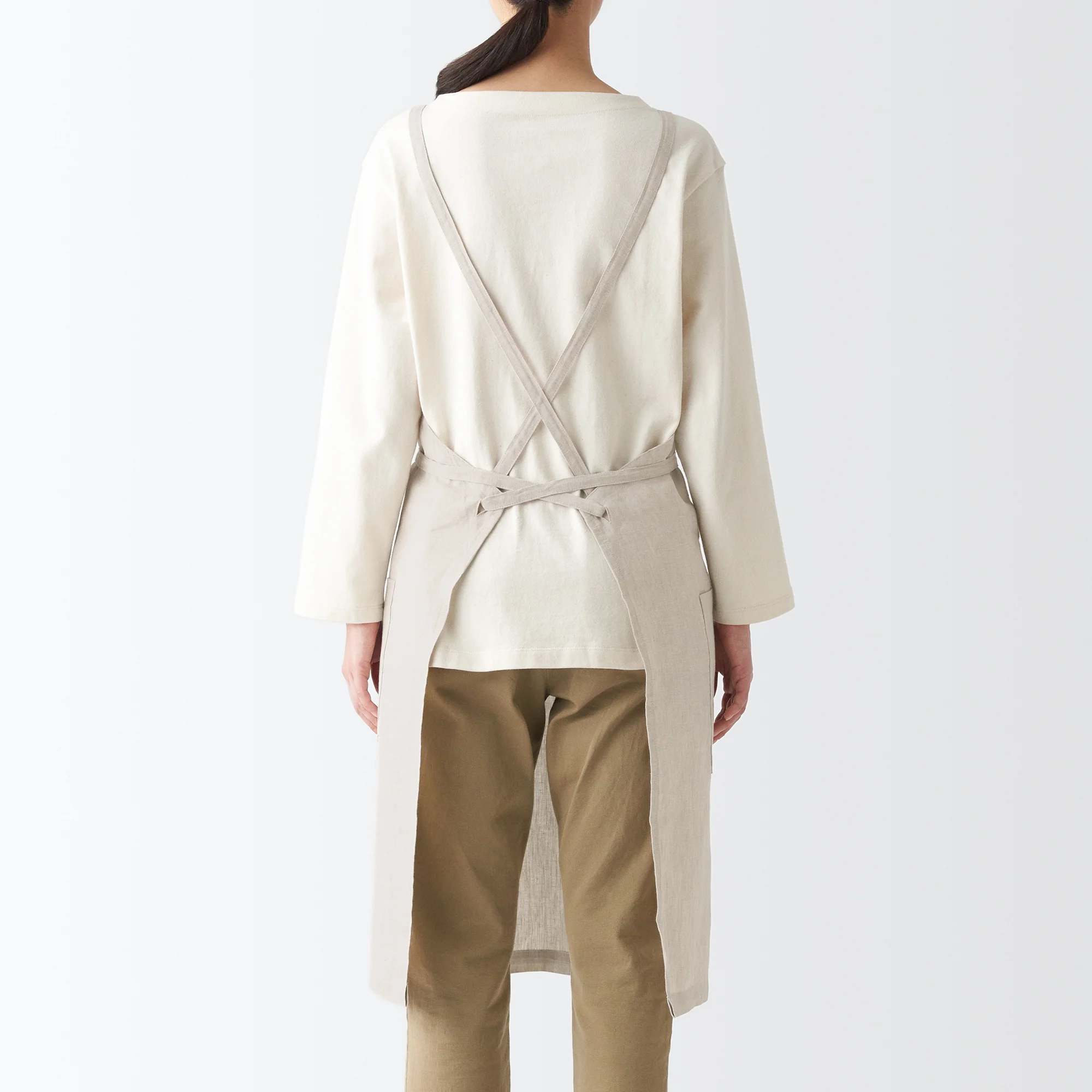 Plain Weave Linen Cross Back Apron - Image 14