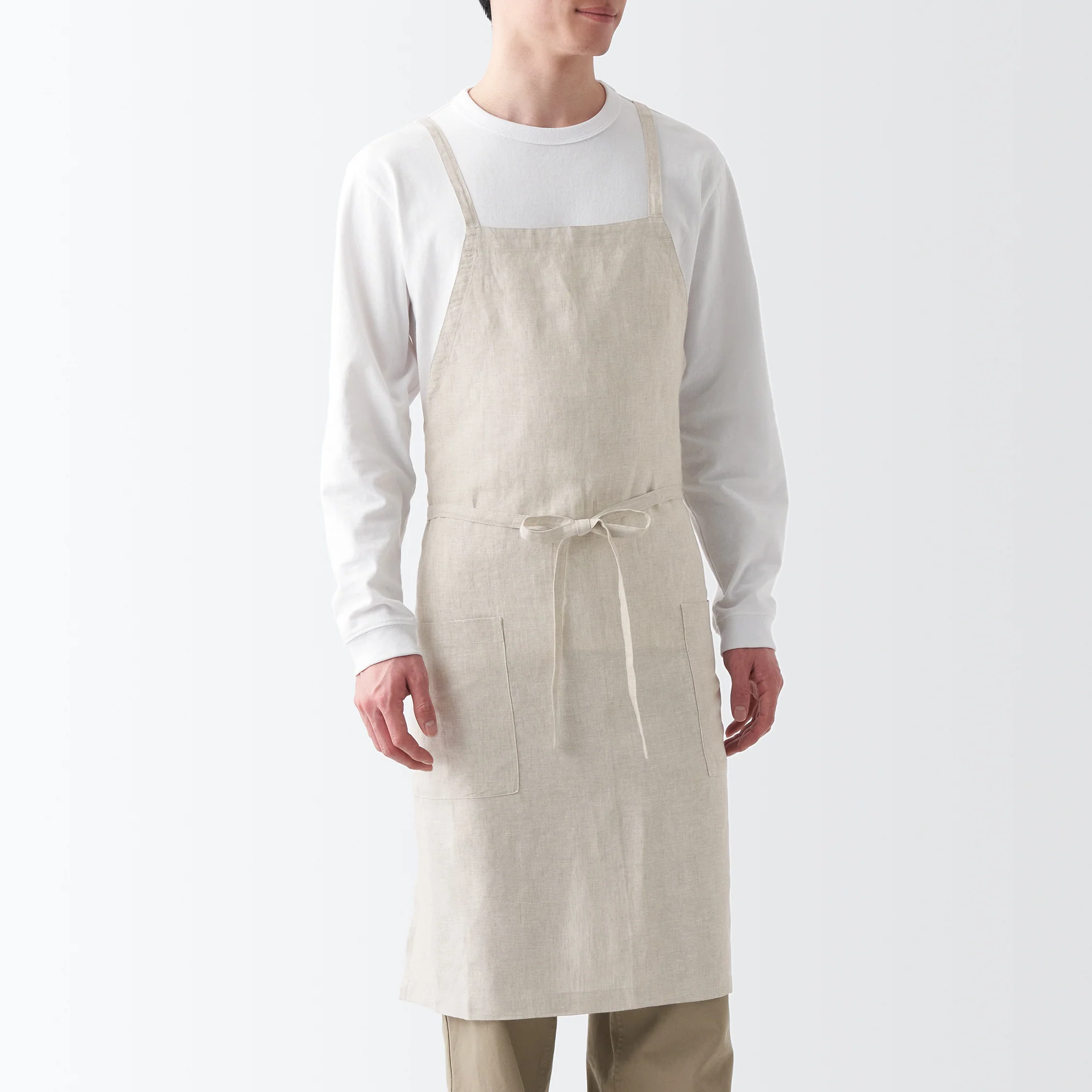 Plain Weave Linen Cross Back Apron - Image 15