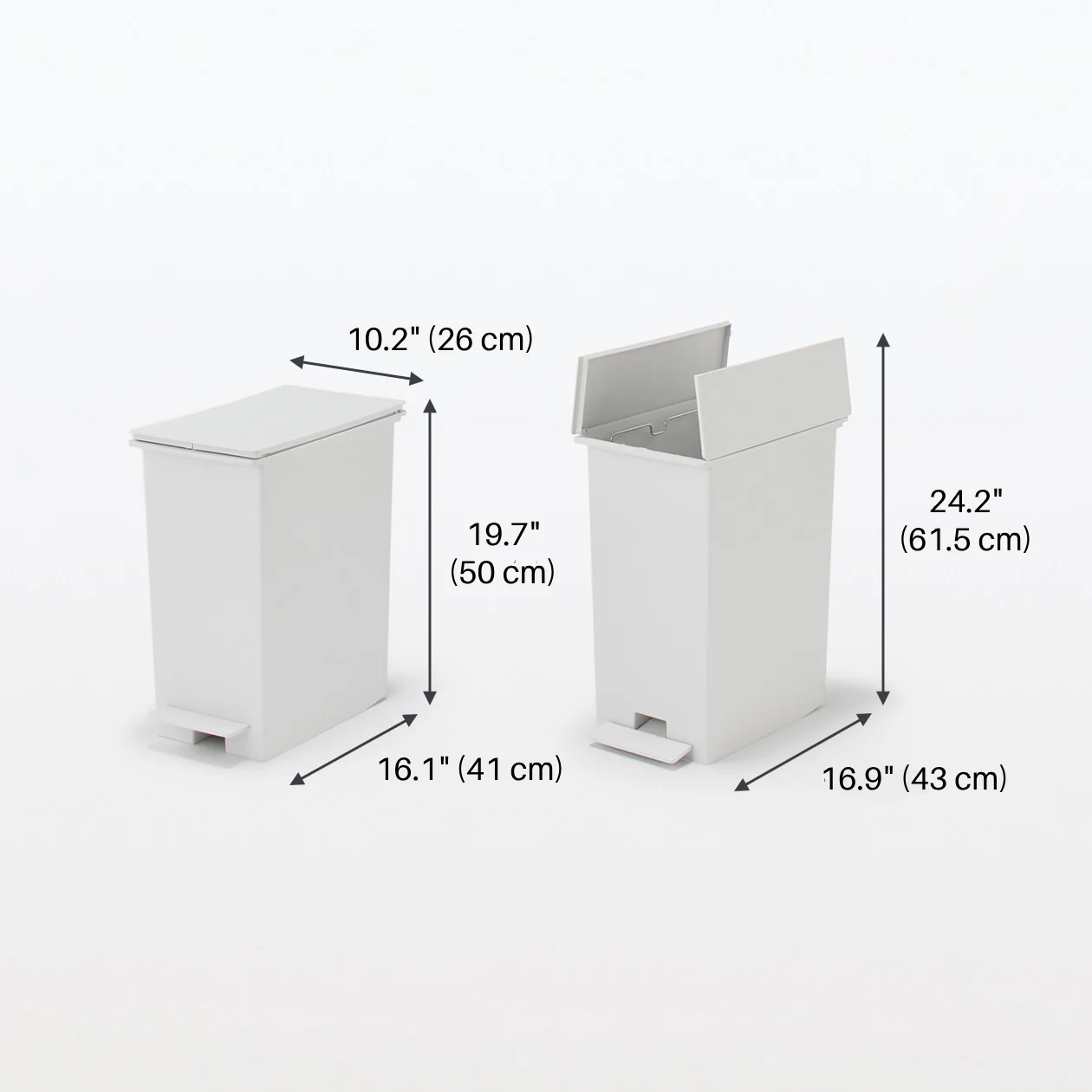 Polypropylene Pedal Dust Bin with Double-Hinged Lid - 9.3 gal - Image 13