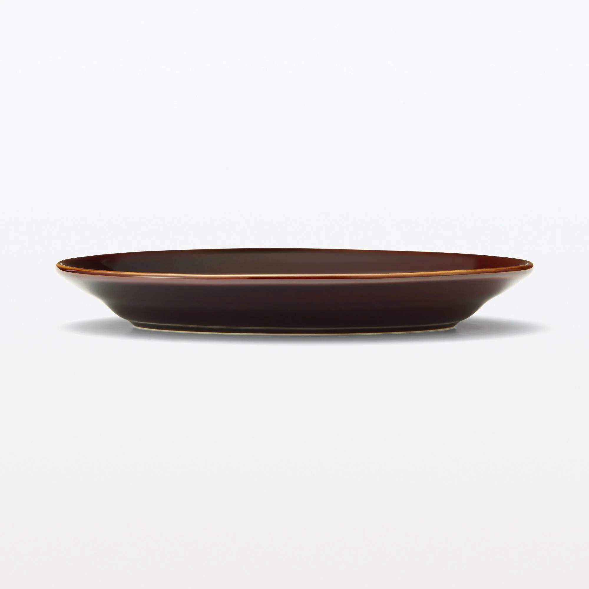 Porcelain Rimmed Oval Plate Large - Brown Glaze - Image 4