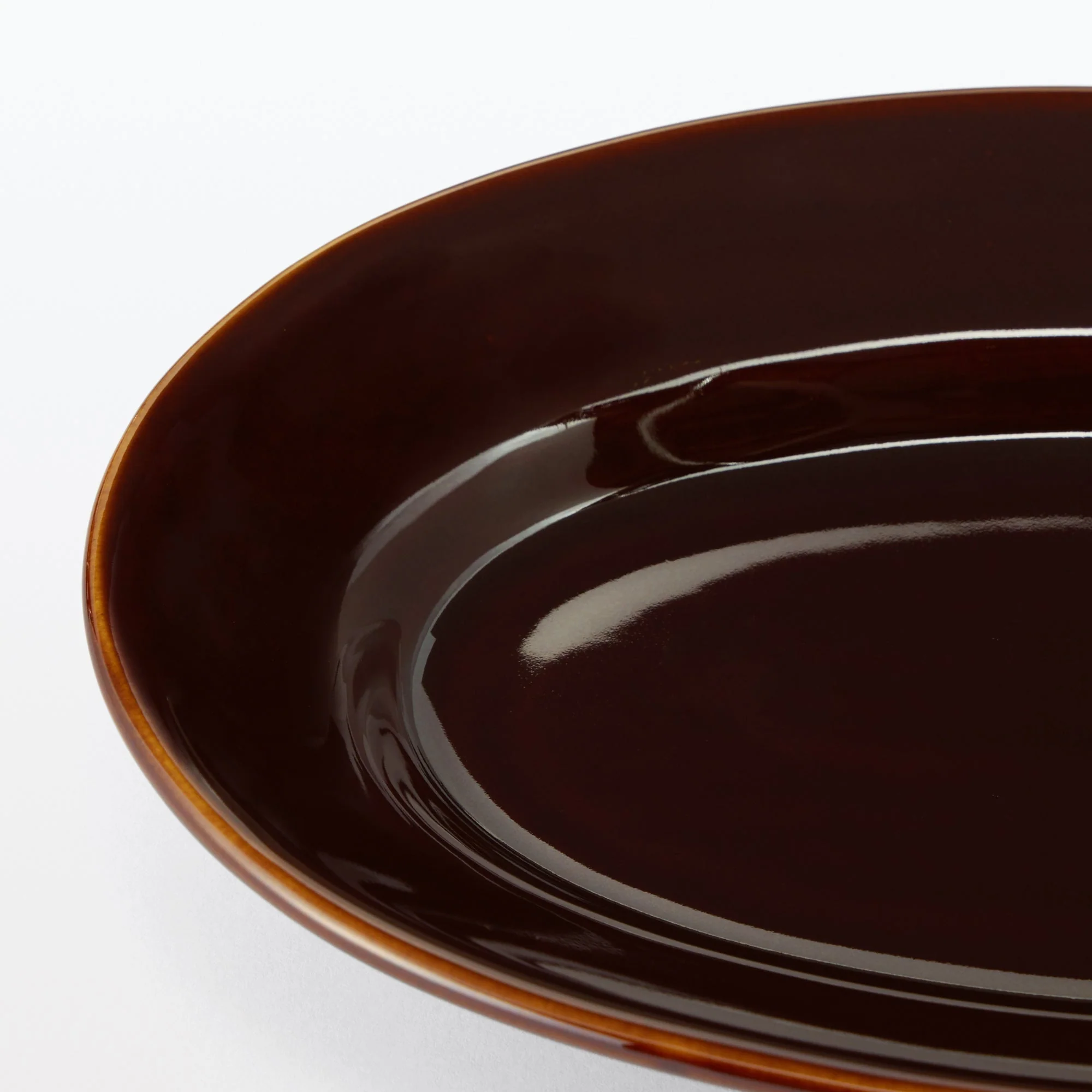 Porcelain Rimmed Oval Plate Medium - Brown Glaze - Image 6