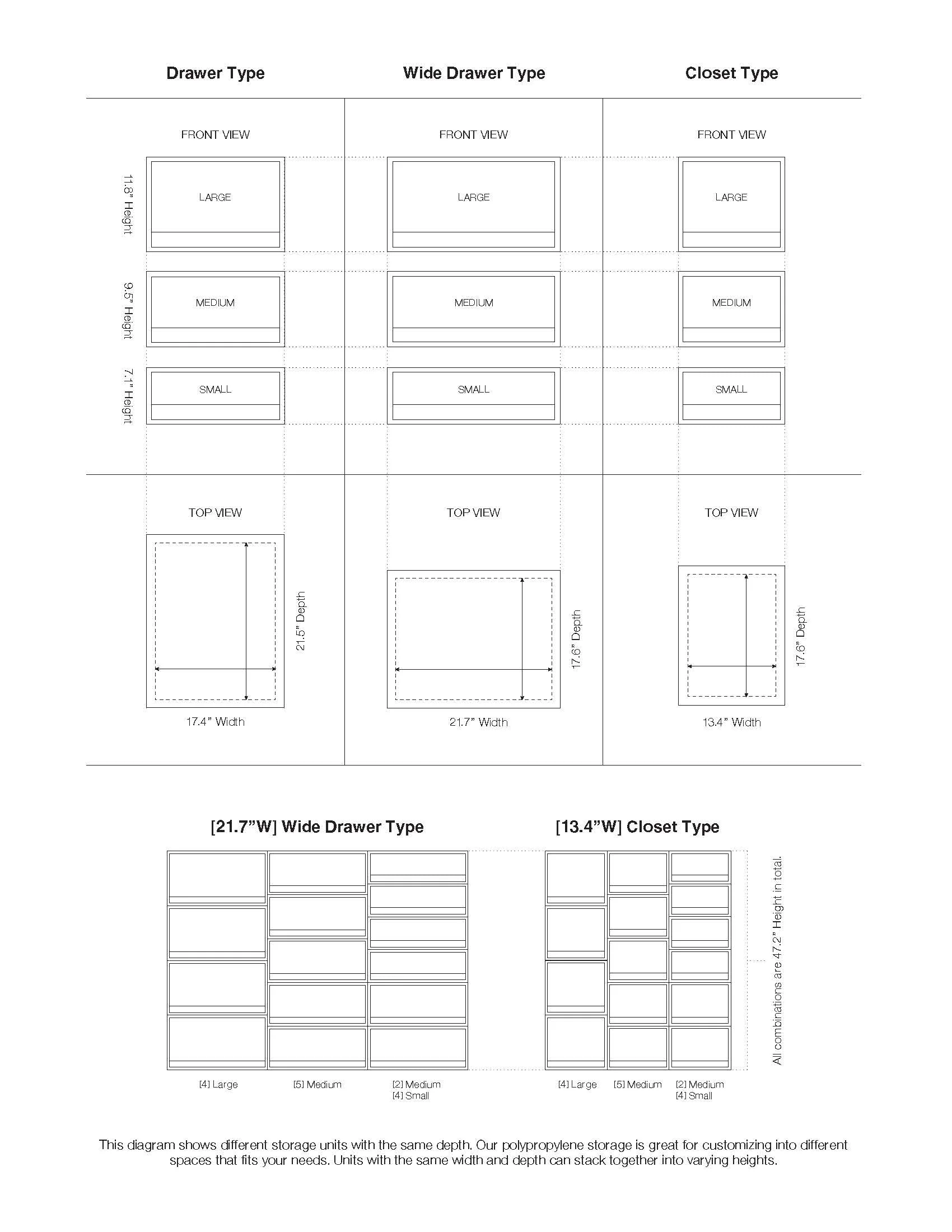 Polypropylene Storage Closet Drawer - Medium (W17.5 x D21.6 x H9.4") - Image 5