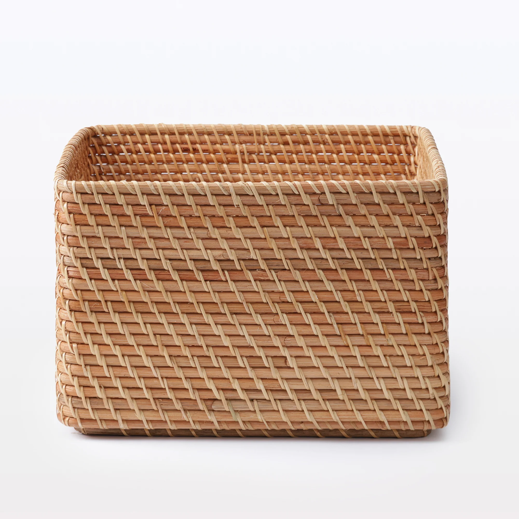 Rattan Square Storage with Handle - Large W13.8 x D14.2 x H9.4" - Image 2