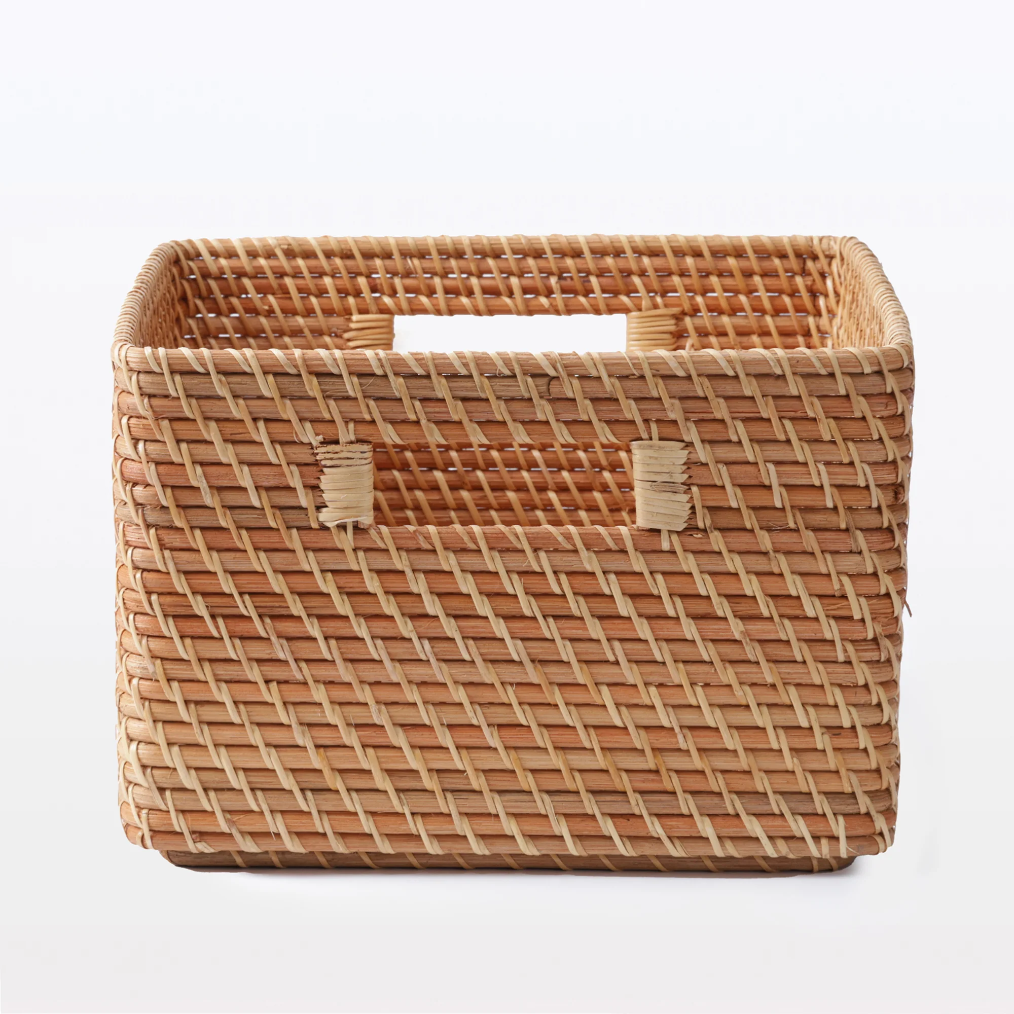 Rattan Square Storage with Handle - Large W13.8 x D14.2 x H9.4" - Image 3