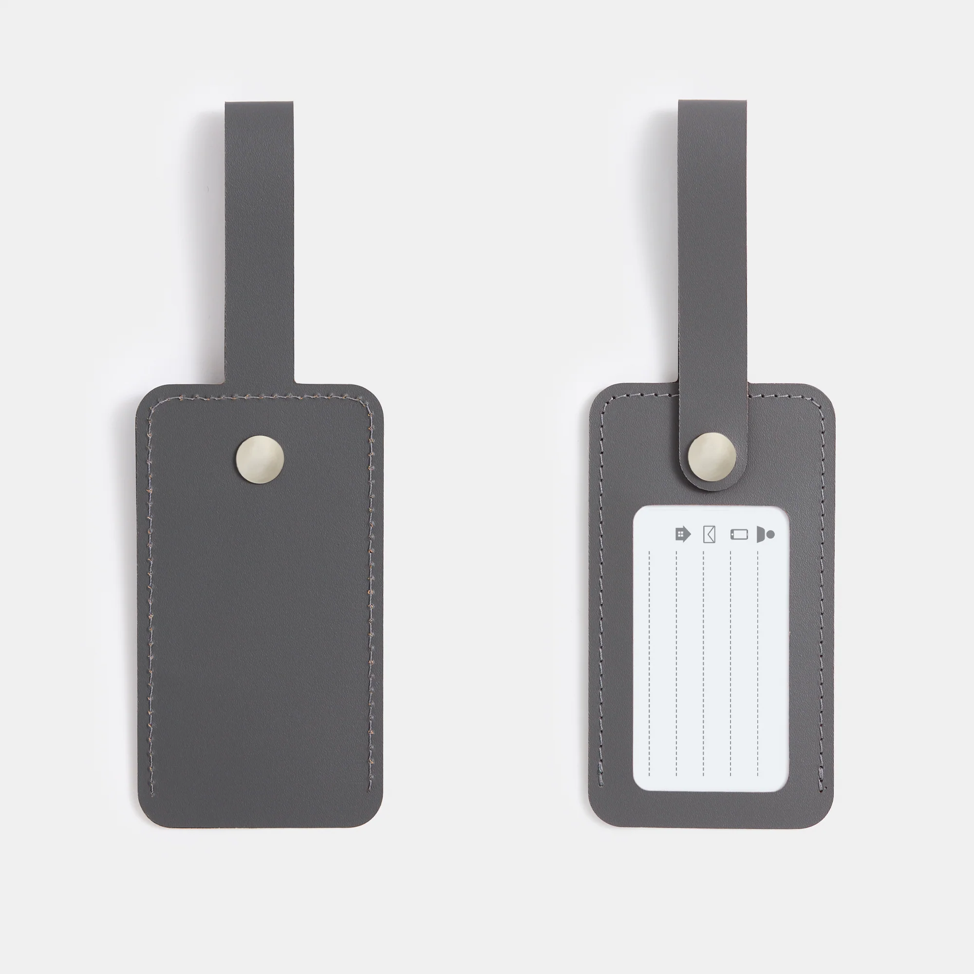 Recycled Leather Luggage Tag - Graphite - Image 3