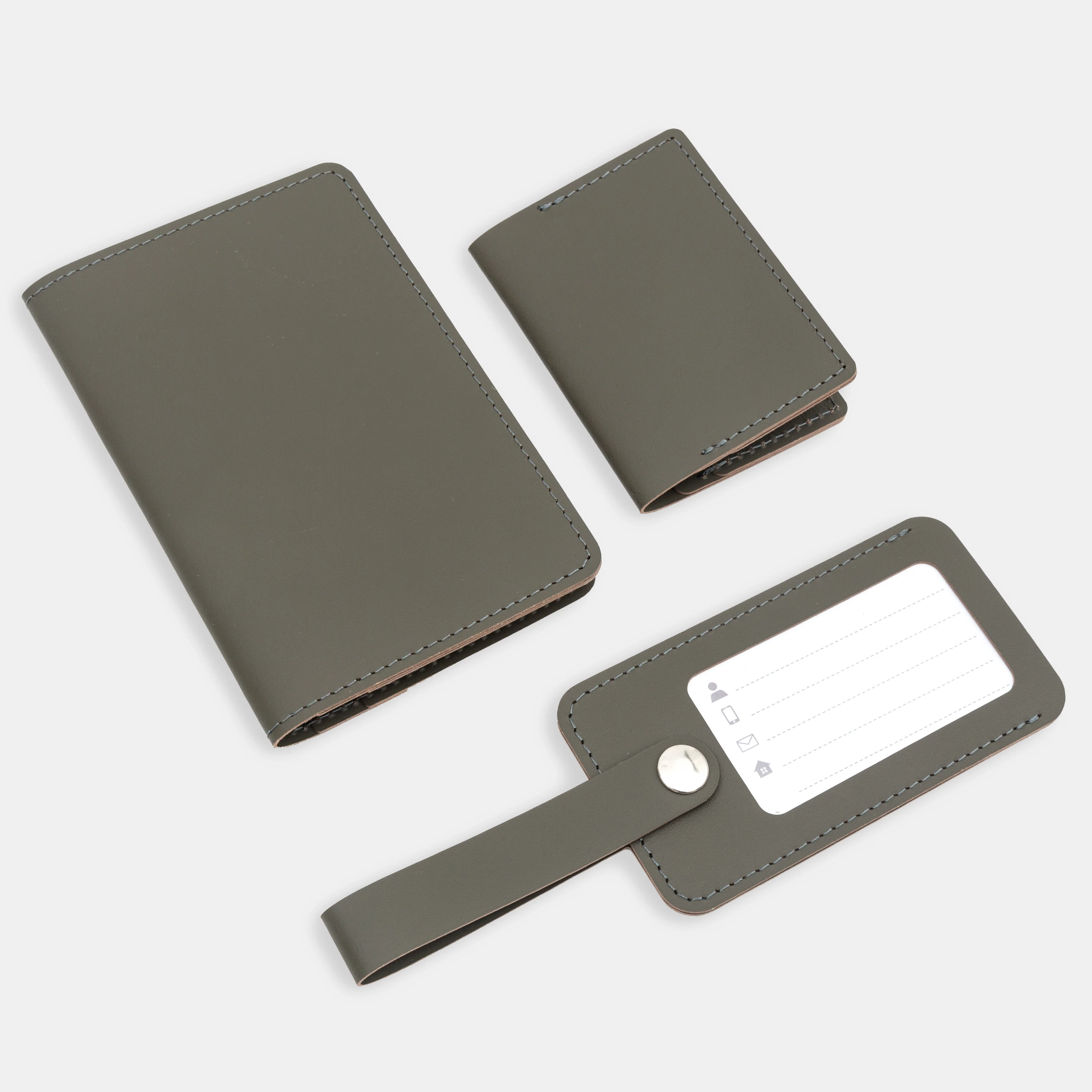 Recycled Leather Luggage Tag - Khaki - Image 5
