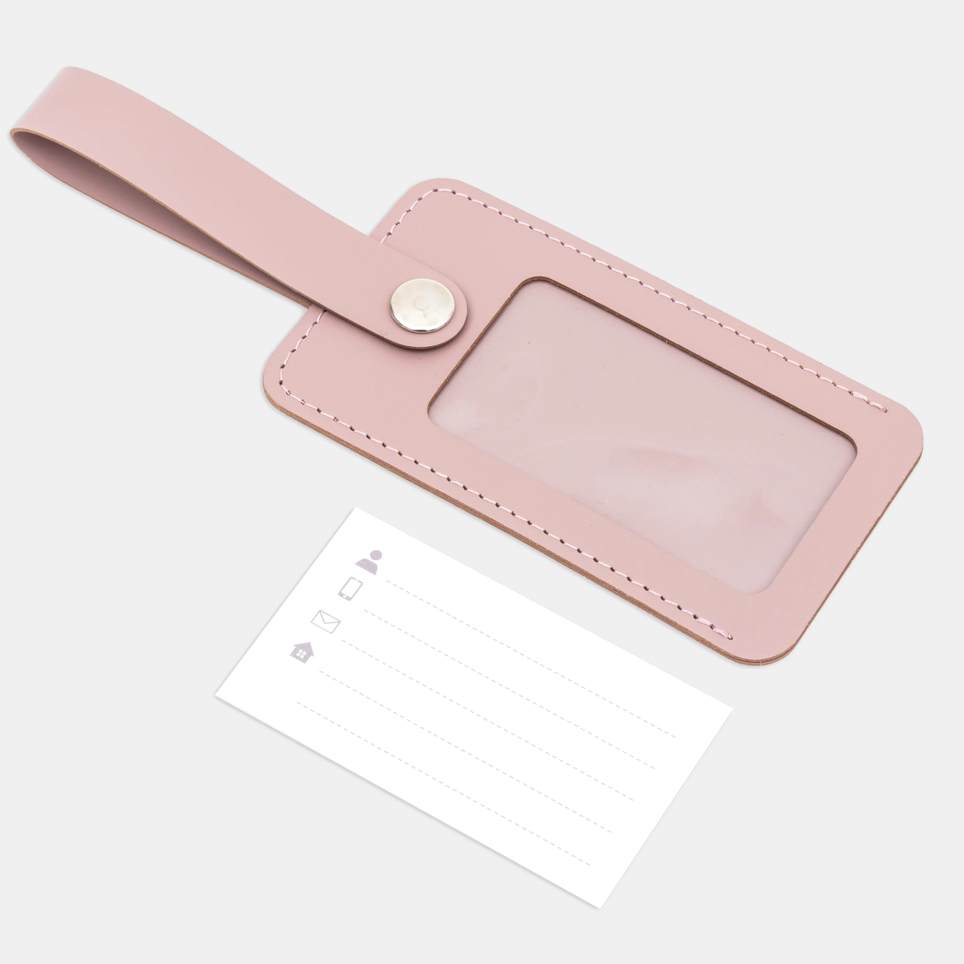Recycled Leather Luggage Tag - Pink - Image 2