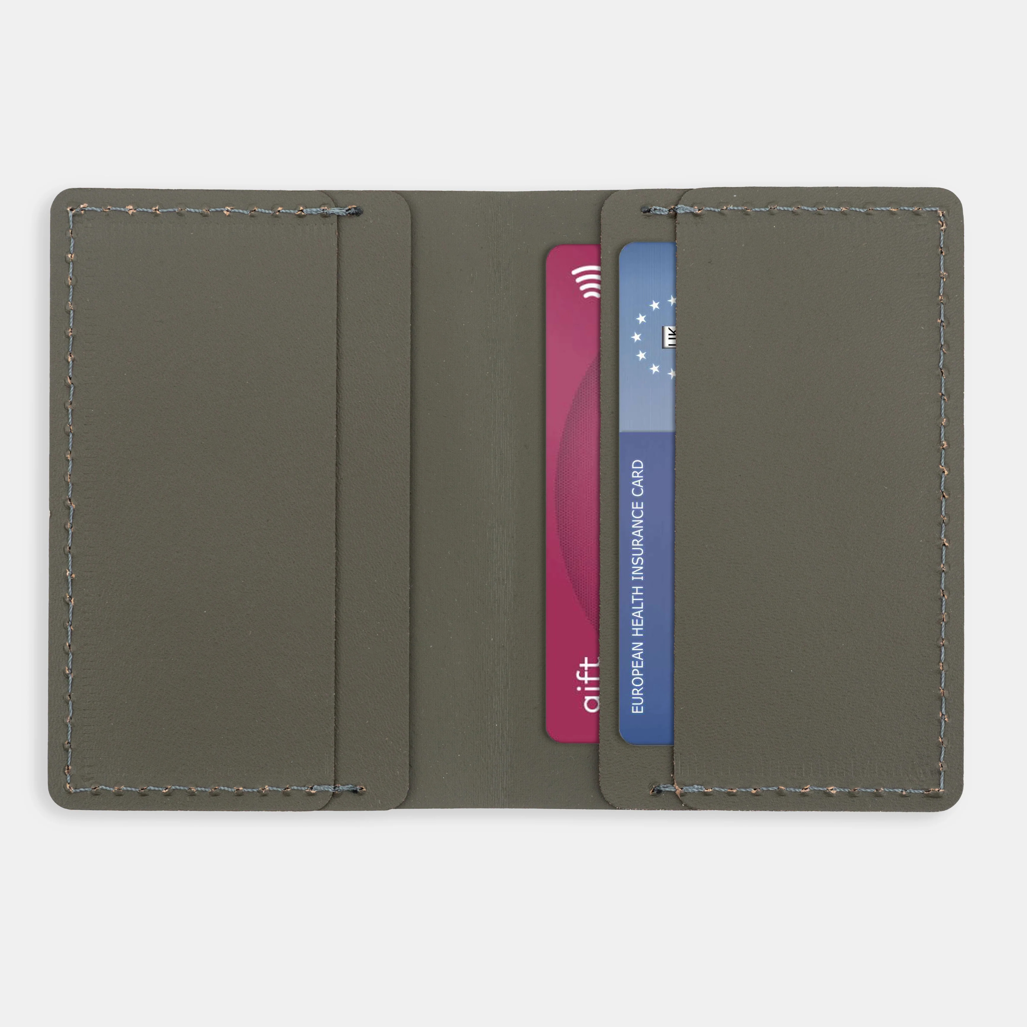 Recycled Leather Travel Card Holder - Khaki - Image 3
