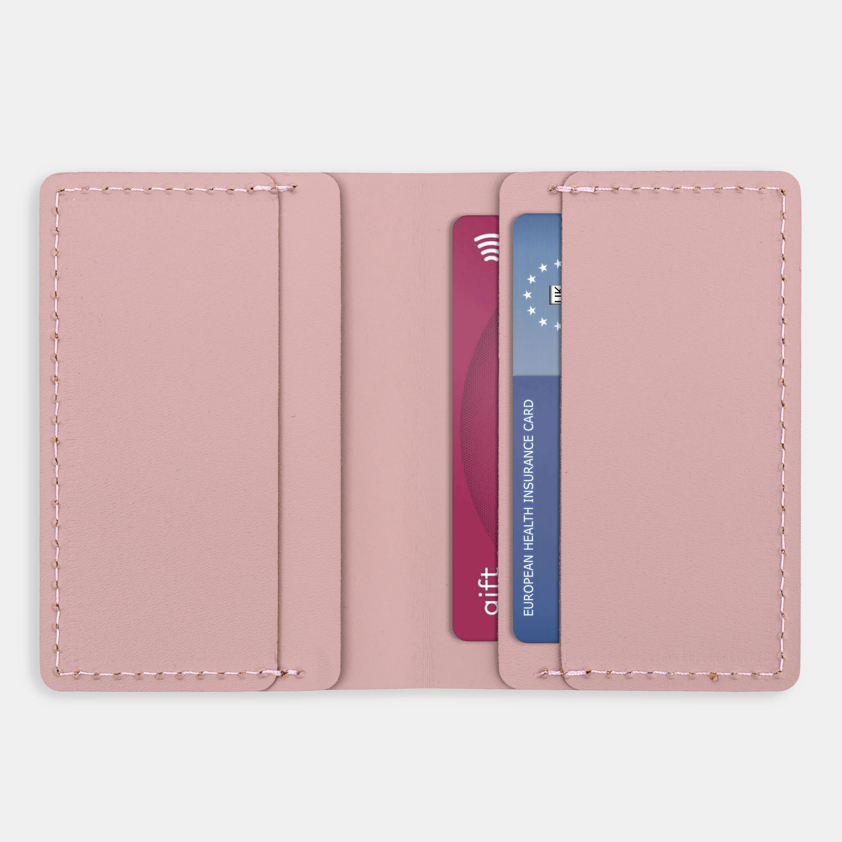 Recycled Leather Travel Card Holder - Pink - Image 2