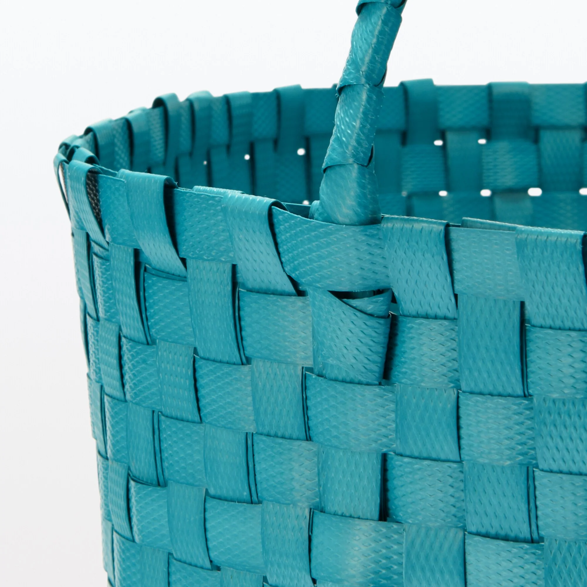 Recycled Polypropylene Strap Weave Basket - Blue - Large (dia. 15.7 x H12.6") - Image 5