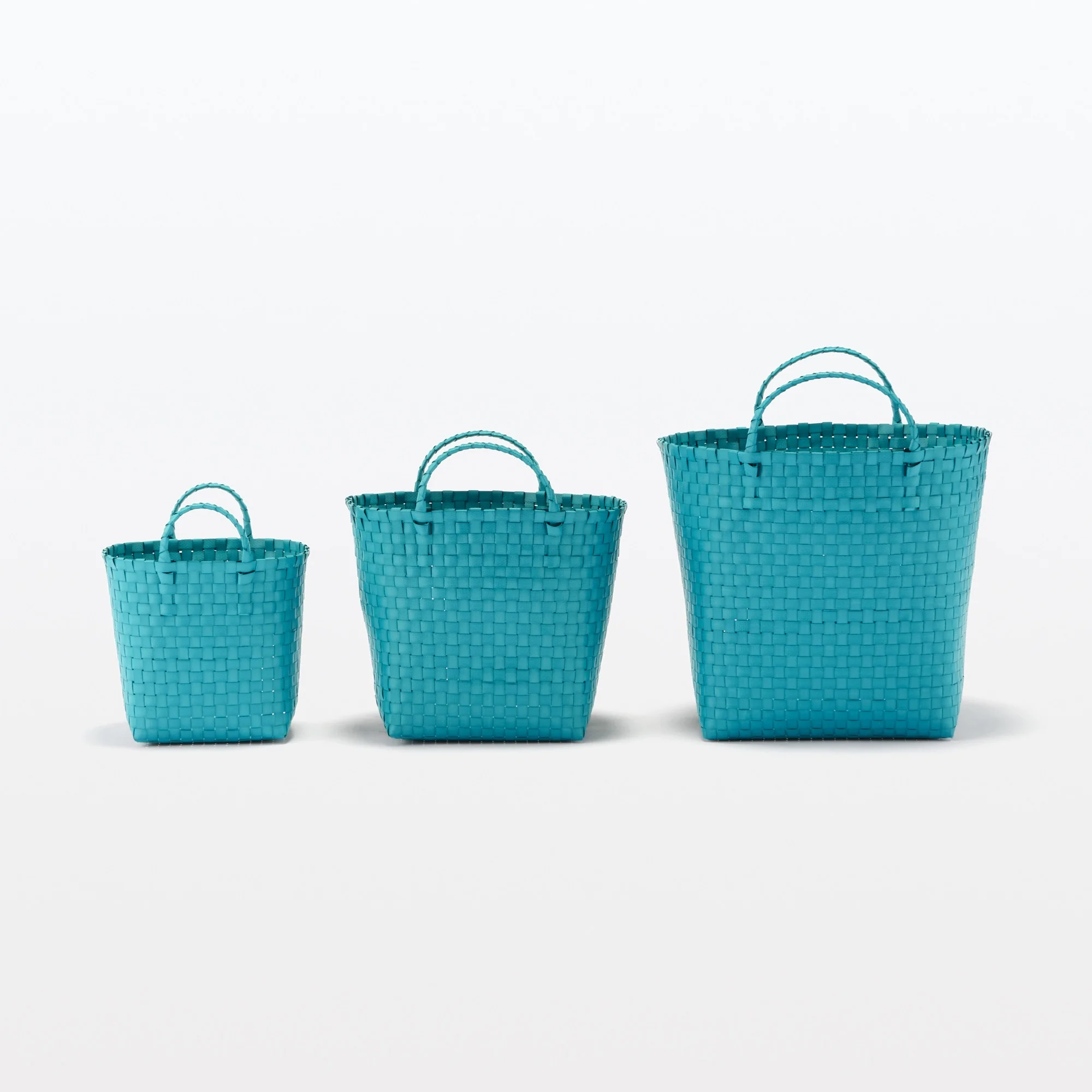 Recycled Polypropylene Strap Weave Basket - Blue - Large (dia. 15.7 x H12.6") - Image 7