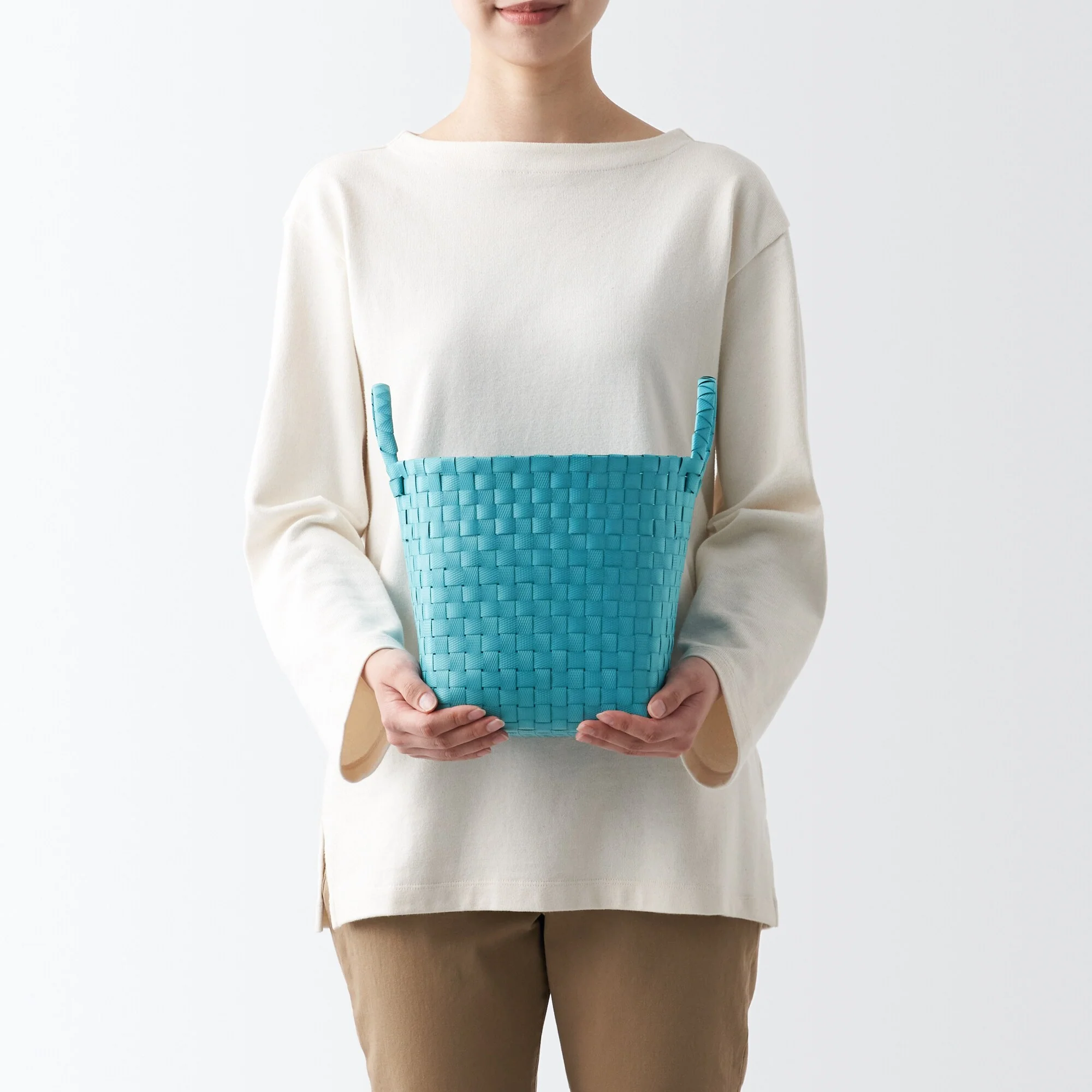 Recycled Polypropylene Strap Weave Basket - Blue - Small (dia. 9.8 x H7.9") - Image 6