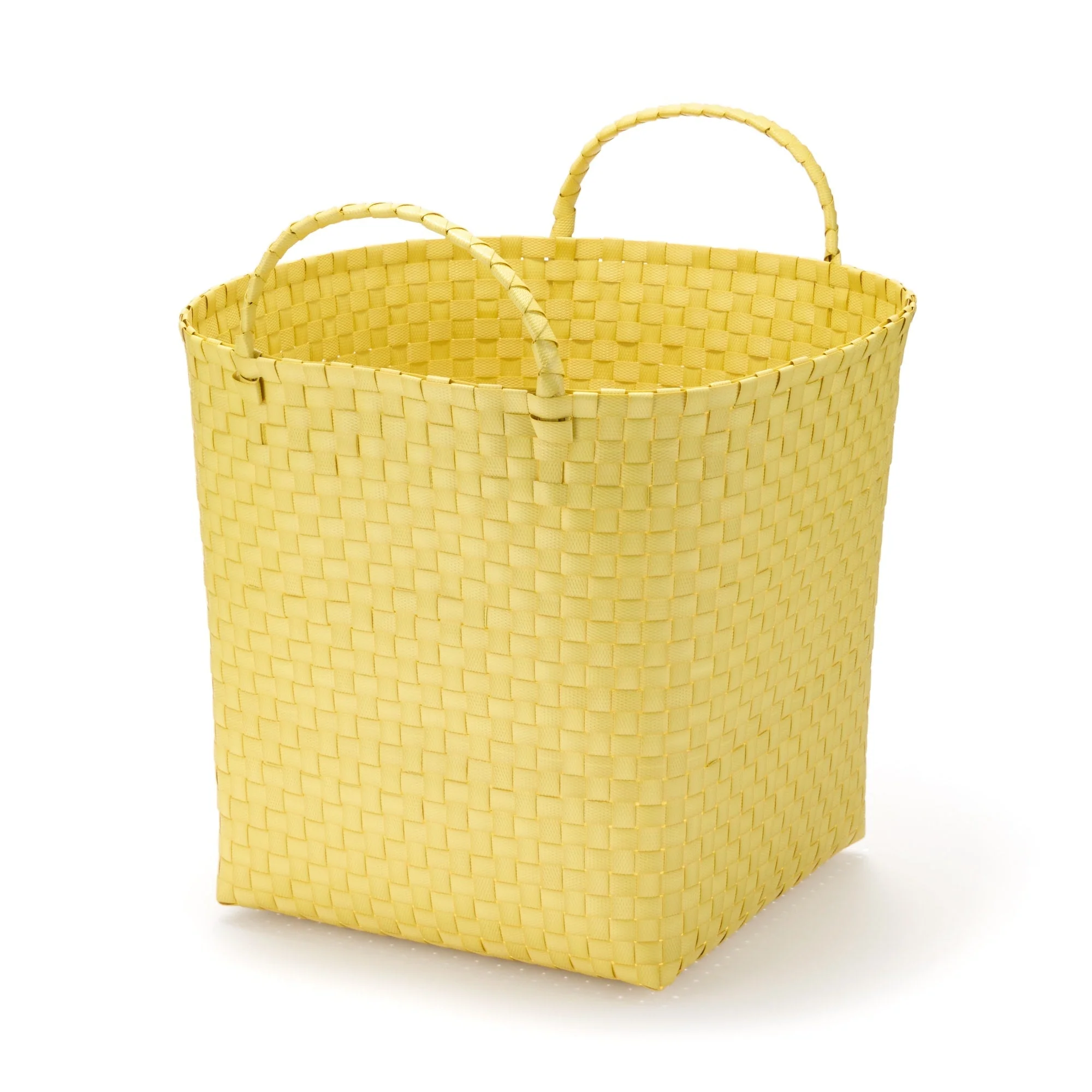 Recycled Polypropylene Strap Weave Basket - Yellow - Large (Dia. 15.7 x H12.6")