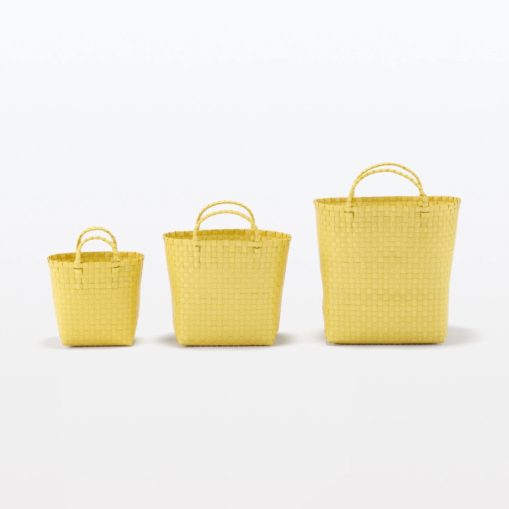 Recycled Polypropylene Strap Weave Basket - Yellow - Small (dia. 9.8 x H7.9") - Image 7