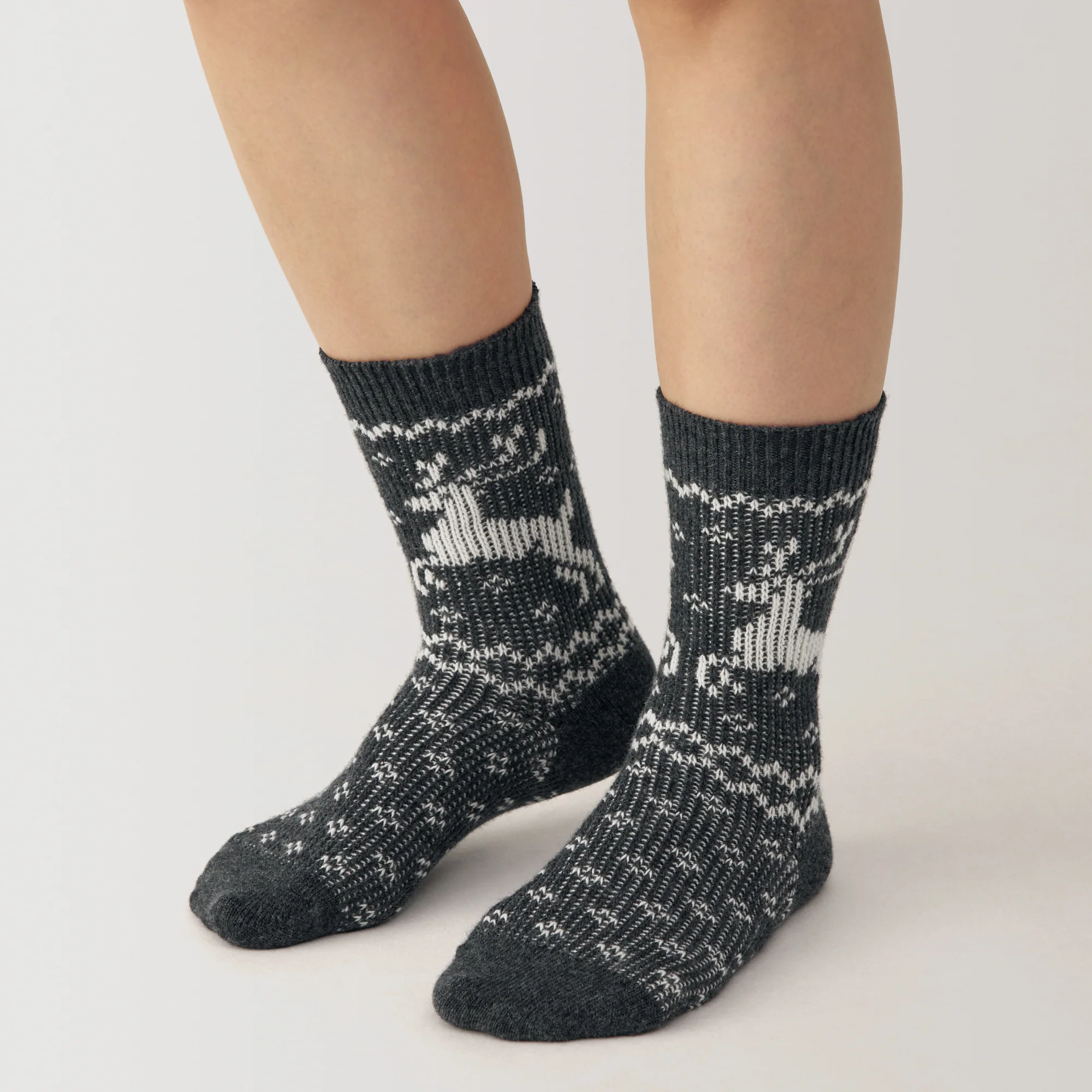 Right Angle Loose Top Reindeer Pattern Socks - Image 2