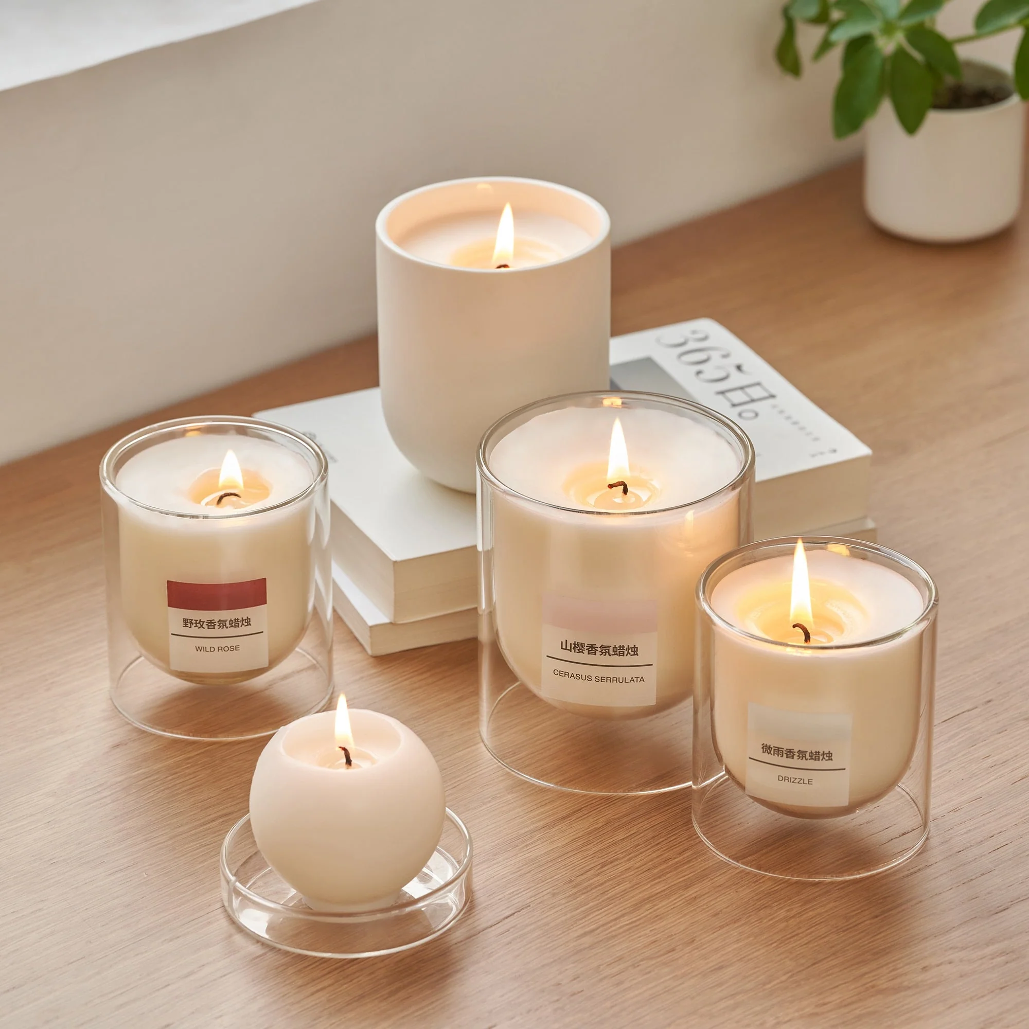 Scented Double Wall Glass Candle - Wild Rose - Image 14