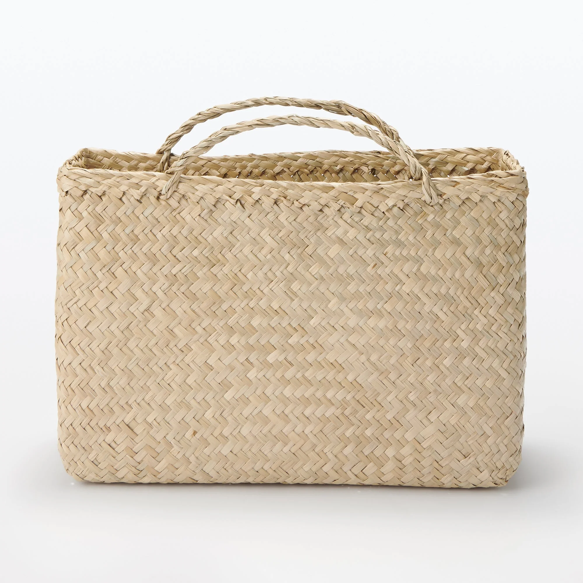 Seagrass Herringbone Basket with Handle - Large (W14.2 x D4.9 x H9.4") - Image 3