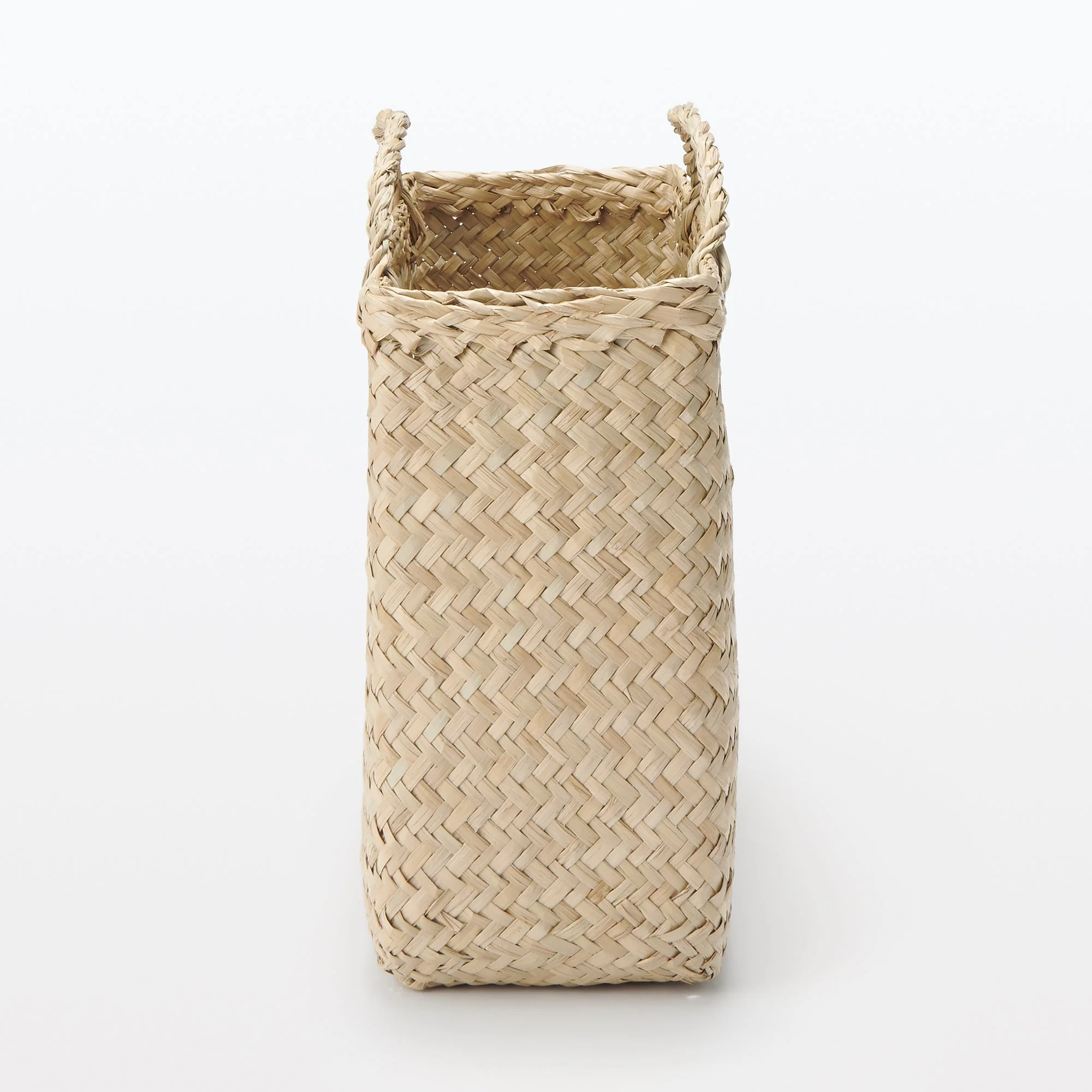 Seagrass Herringbone Basket with Handle - Large (W14.2 x D4.9 x H9.4") - Image 4