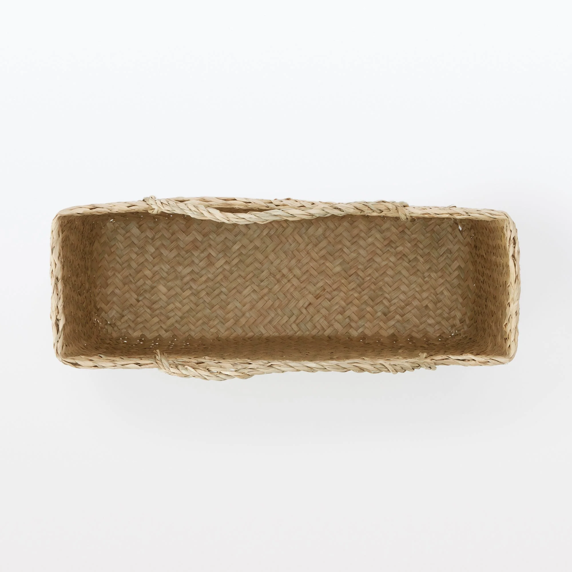 Seagrass Herringbone Basket with Handle - Large (W14.2 x D4.9 x H9.4") - Image 5