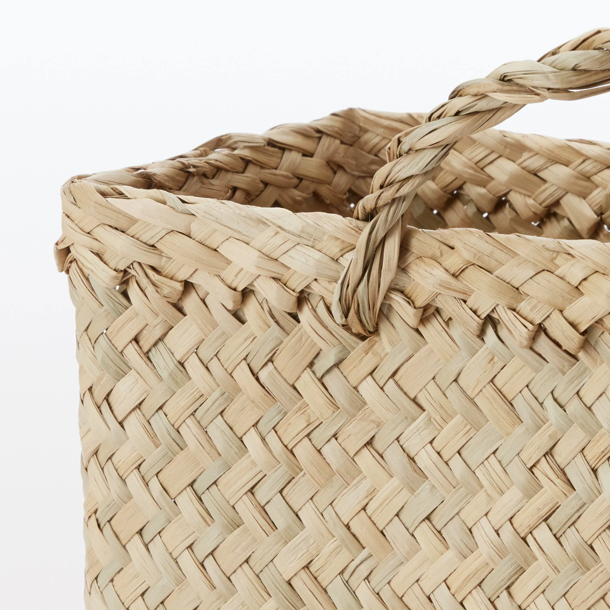 Seagrass Herringbone Basket with Handle - Large (W14.2 x D4.9 x H9.4") - Image 6