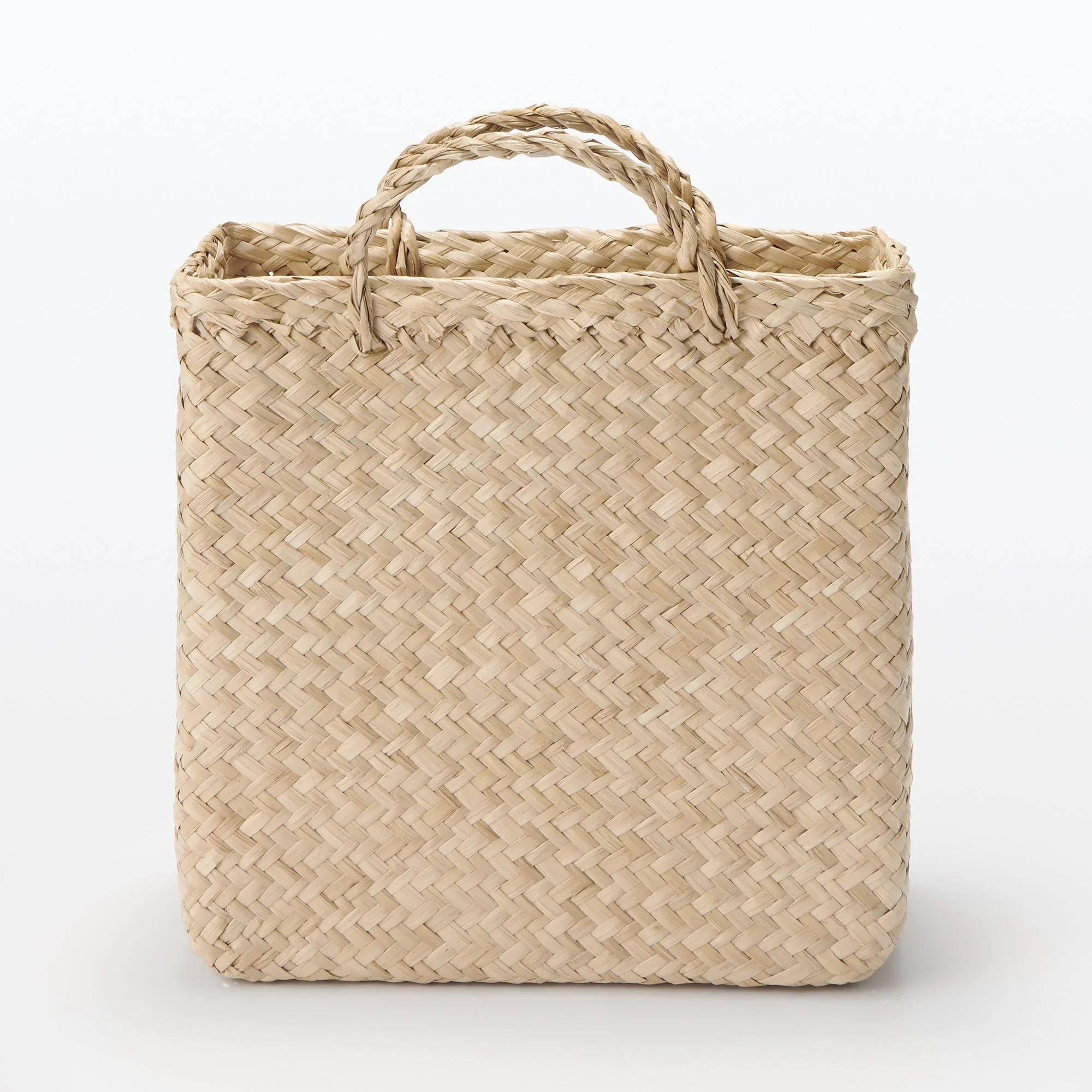 Seagrass Herringbone Basket with Handle - Small (W9.8 x D4.9 x H9.4") - Image 3